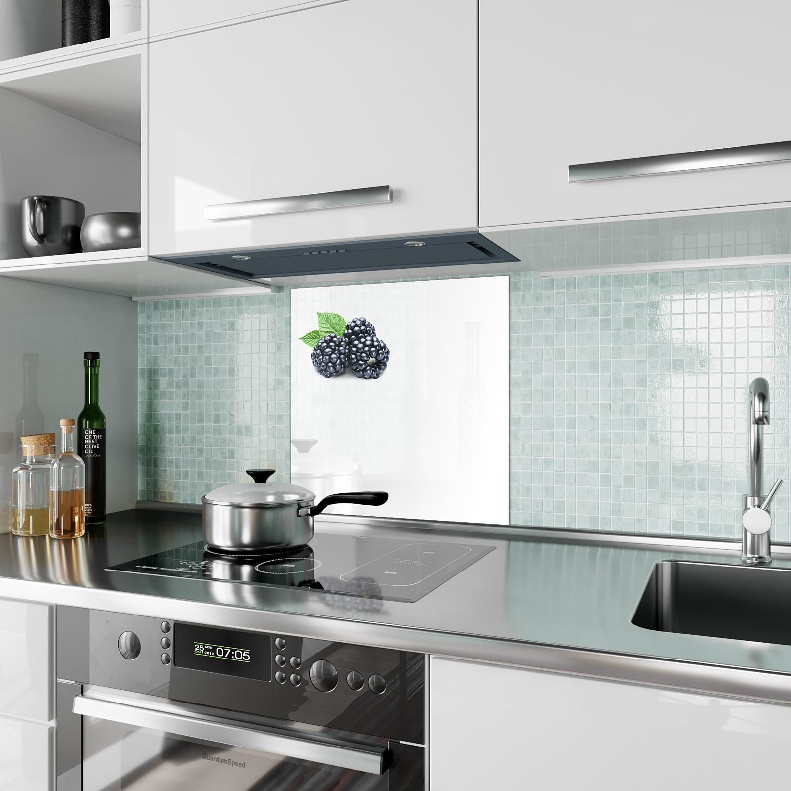 Spritzschutz Glas Primedeco Motiv mit Küchenrückwand Brombeeren Küchenrückwand