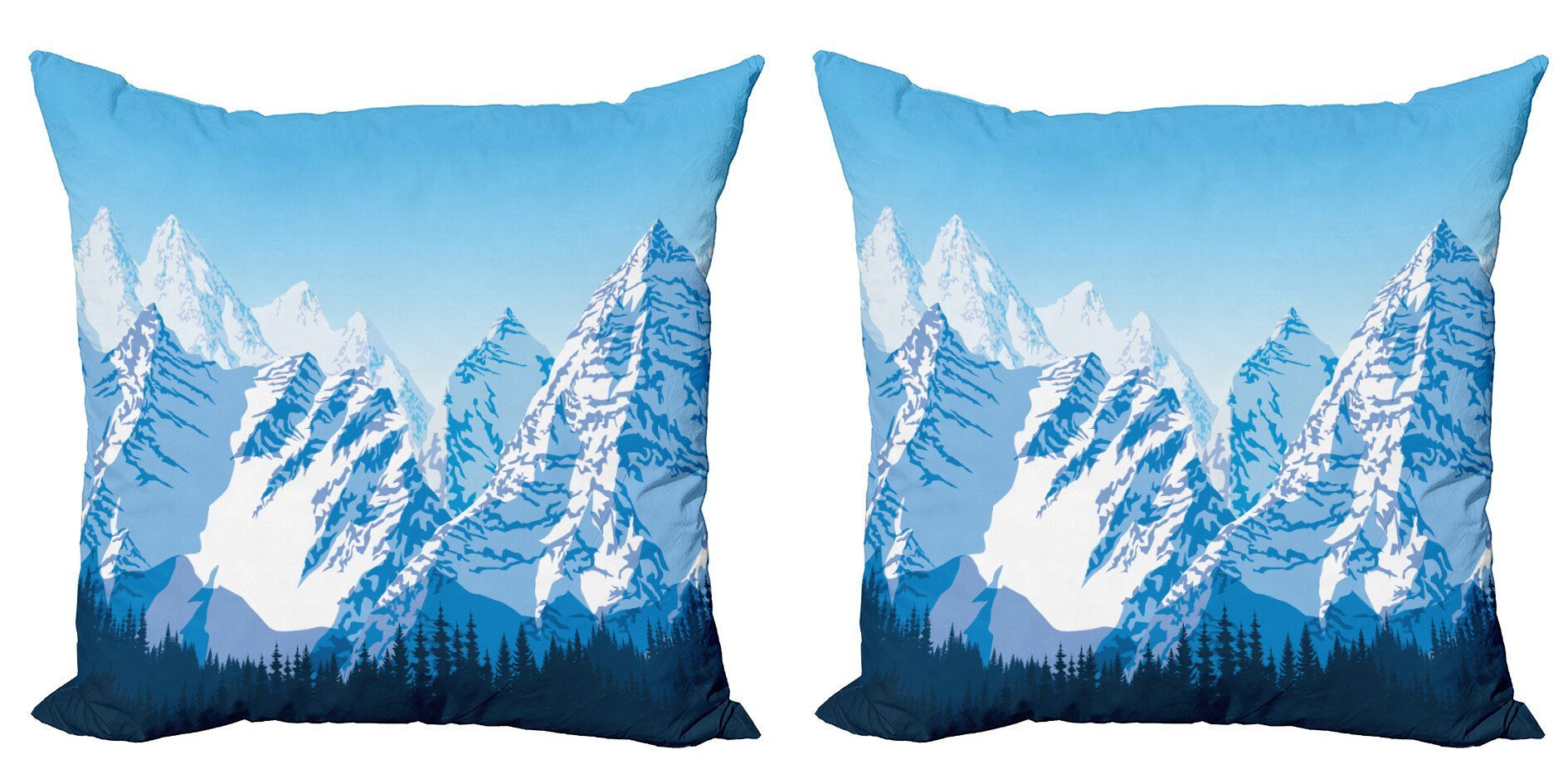 Kissenbezüge Modern Accent Doppelseitiger Digitaldruck, Abakuhaus (2 Stück), Blauer Himmel Schnee bedeckte Berge