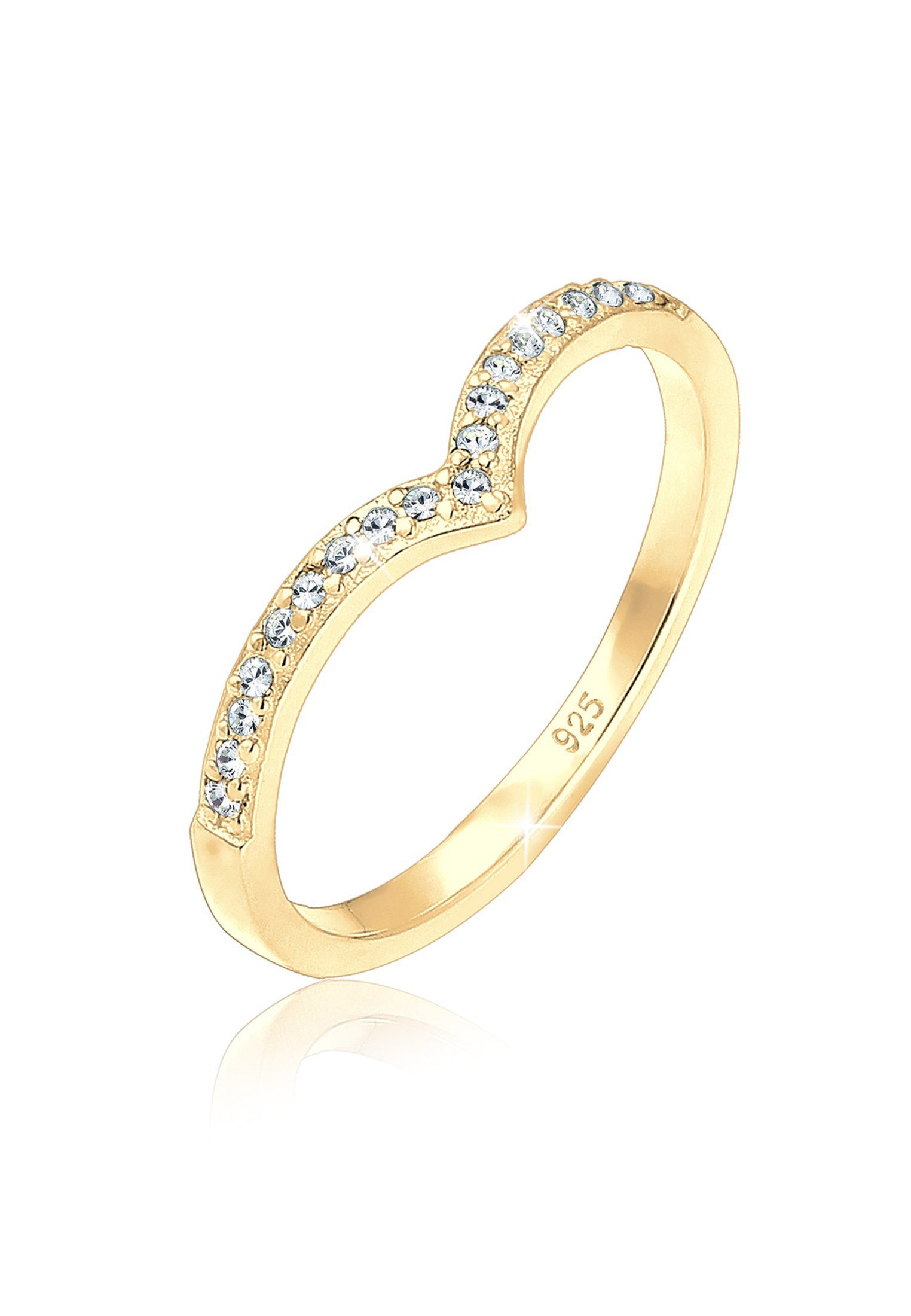 Elli Fingerring V-Form Glas Kristalle Weiß günstig online kaufen