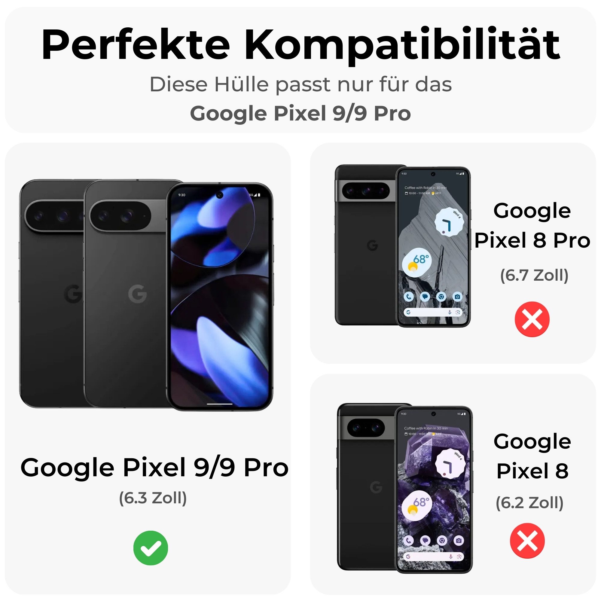 betterfon Handyhülle Carbon Hülle für Google Pixel 9 / 9 Pro Backcover TPU Silikon Schwarz, Carbon-Look – stoßfestes Case mit Air-Cushion & Metall-Optik
