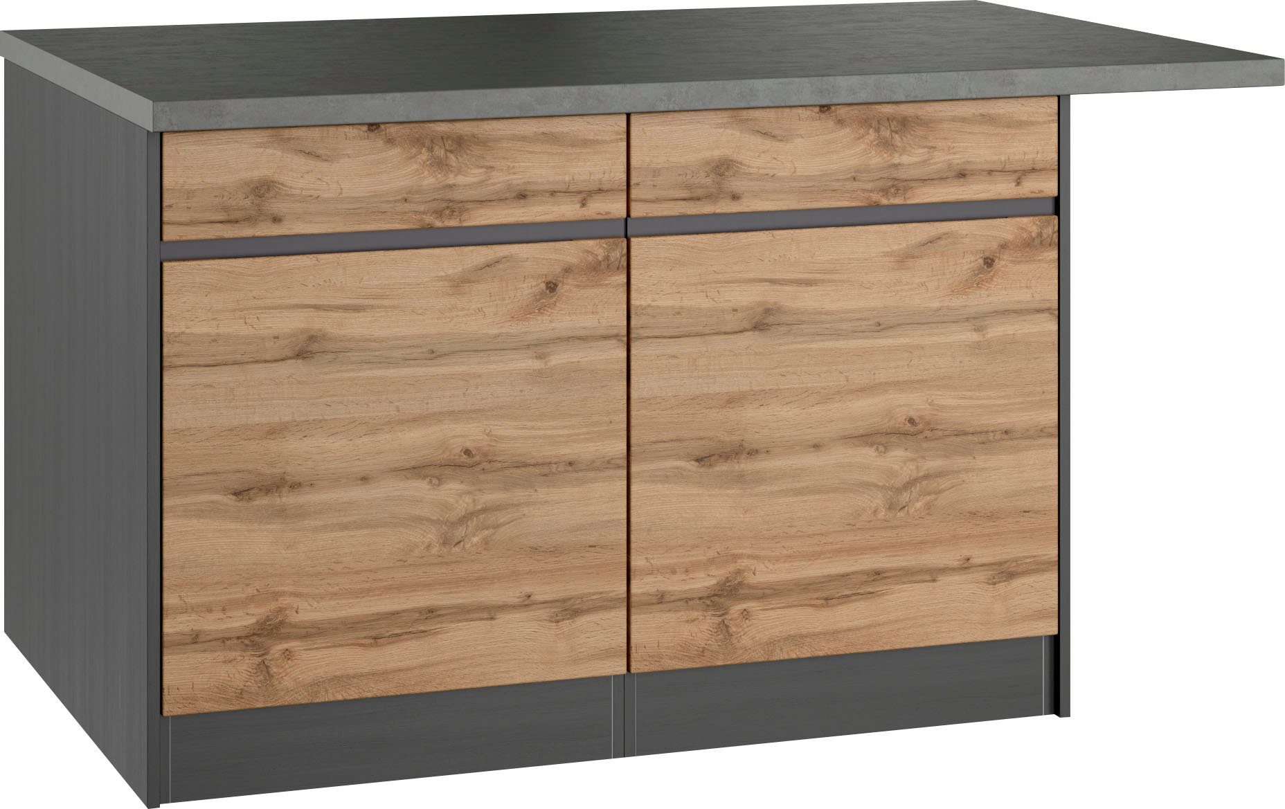 Kochstation Kücheninsel KS-Riesa, Breite 153 cm, Tiefe 100 cm, MDF-Fronten