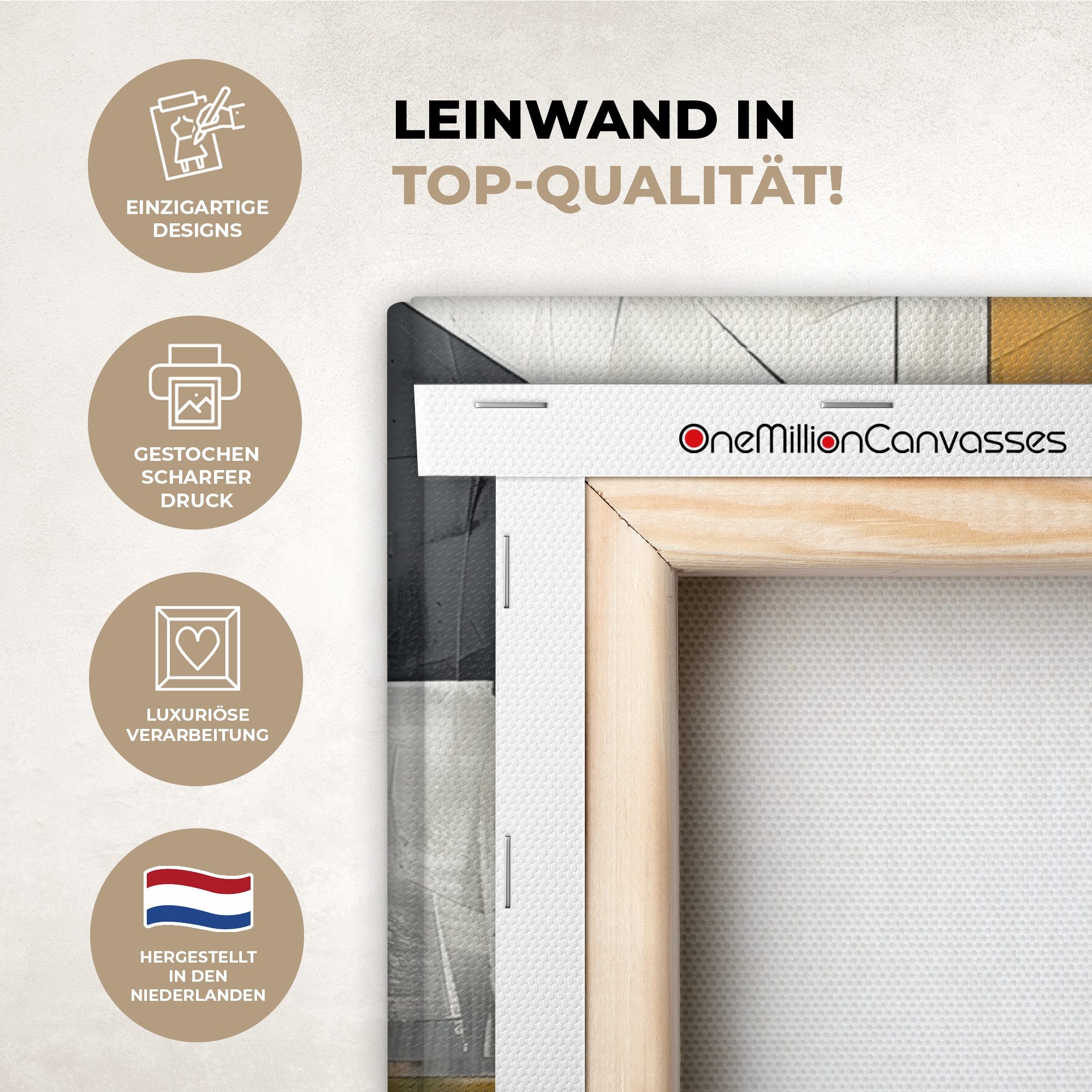 OneMillionCanvasses® Leinwandbild Panorama Abstrakt - Kunst - Geometrisch - Ästhetisch, Fotodruck (1 St), Wandbild, Deko Schlafzimmer Wohnzimmer Flur 40x20 cm