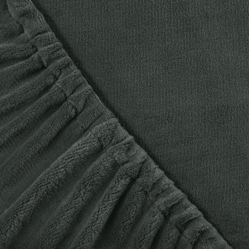 Spannbettlaken Feelwell Spannbettlaken Fleece 90x200-100x200cm anthrazit, aqua-textil, Coral-Fleece, Mikrofaser, (1 Stück), bügelfrei,flauschig,für herkömmliche Matratzen,kuschelweich