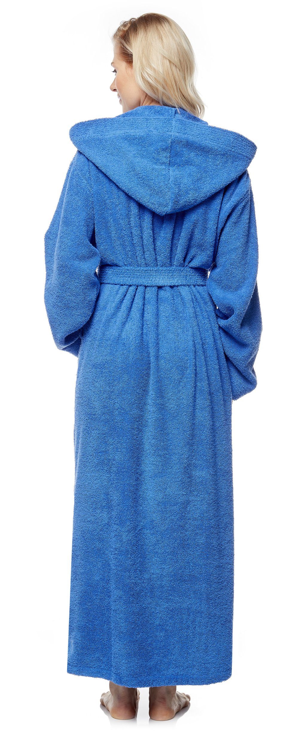 Arus Damenbademantel Pandora, extra 100% 100% Baumwolle, mit lang, Kapuze, Königsblau Baumwolle