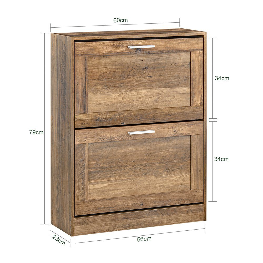 SoBuy Schuhschrank FSR137, Schuhkipper Schuhablage Schuhregal Schuhkommode mit 2 Klappen, Schuhschrank schmal, perfekt für schmale Flure, 12 Paar – Bild 5 von 5