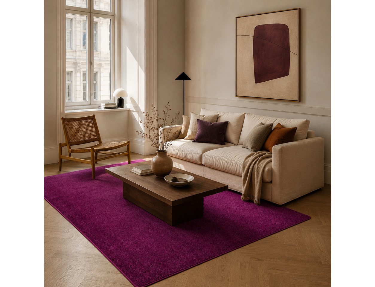 Snapstyle Veloursteppich Hochflor Velours Teppich Luna, Rechteckig, Höhe: 16 mm