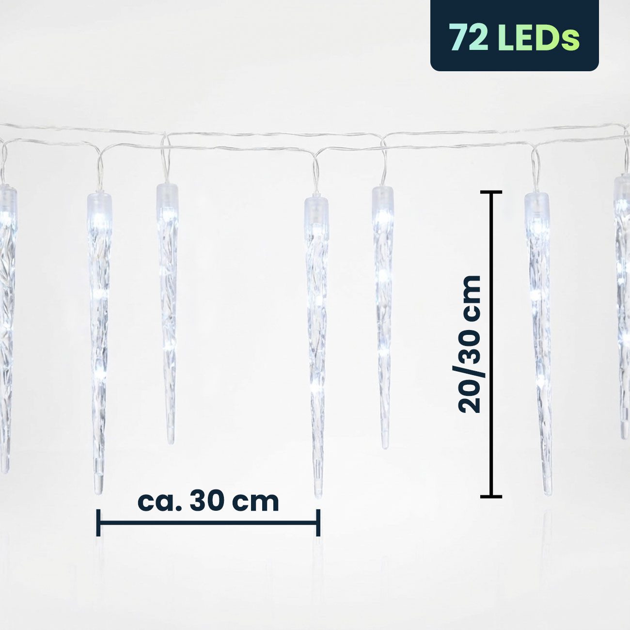 Progarden LED-Lichterkette LED-Eiszapfen-Lichterkette, 6,9m, 72 LEDs, 8 Modi + Timer, Kaltweiß, 8 Leuchtmodi & praktischer Timer für stimmungsvollen Winterzauber