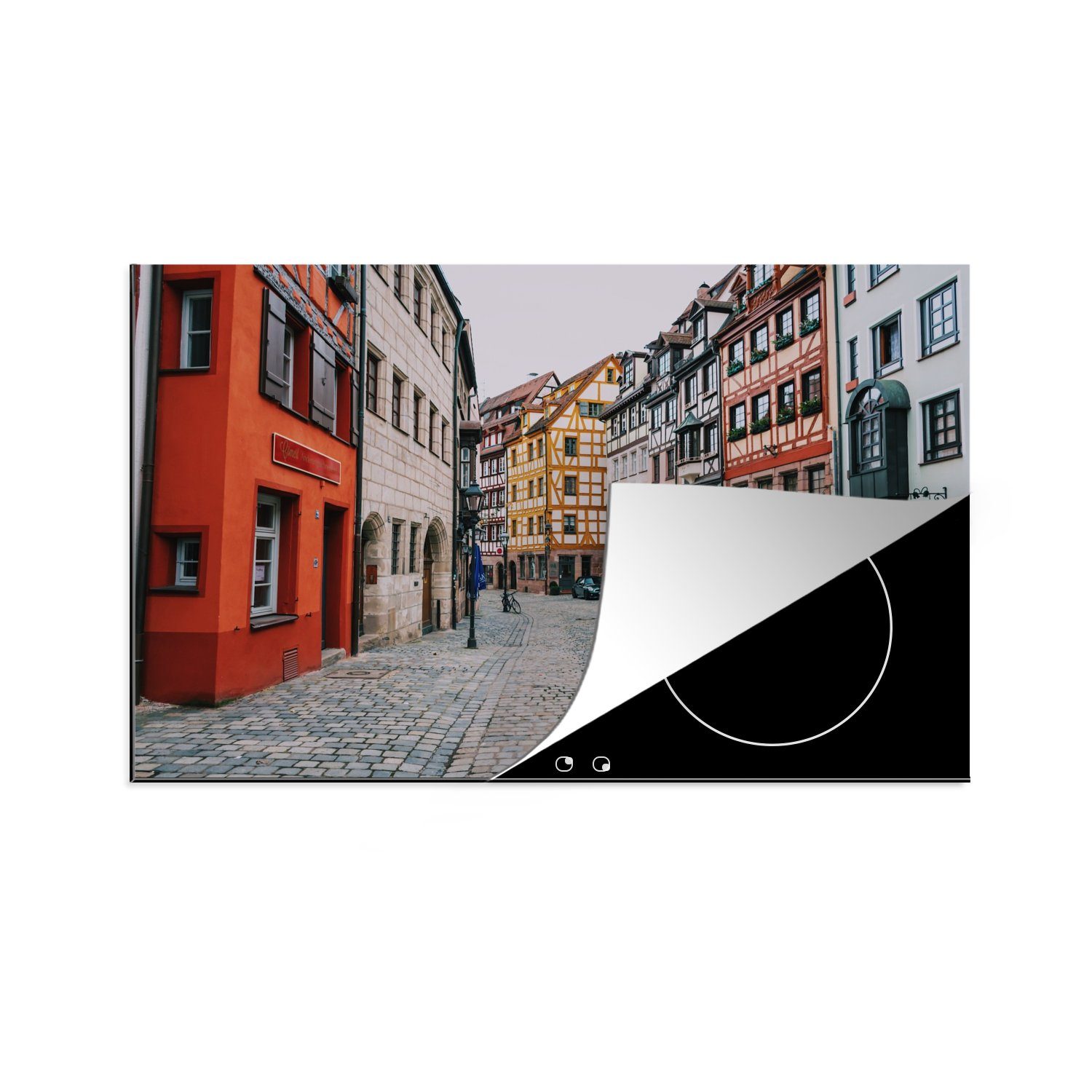81x52 Ceranfeldabdeckung küche, für Schutz MuchoWow die Deutschland - tlg), (1 Vinyl, Nürnberg, cm, - Induktionskochfeld Architektur Herdblende-/Abdeckplatte