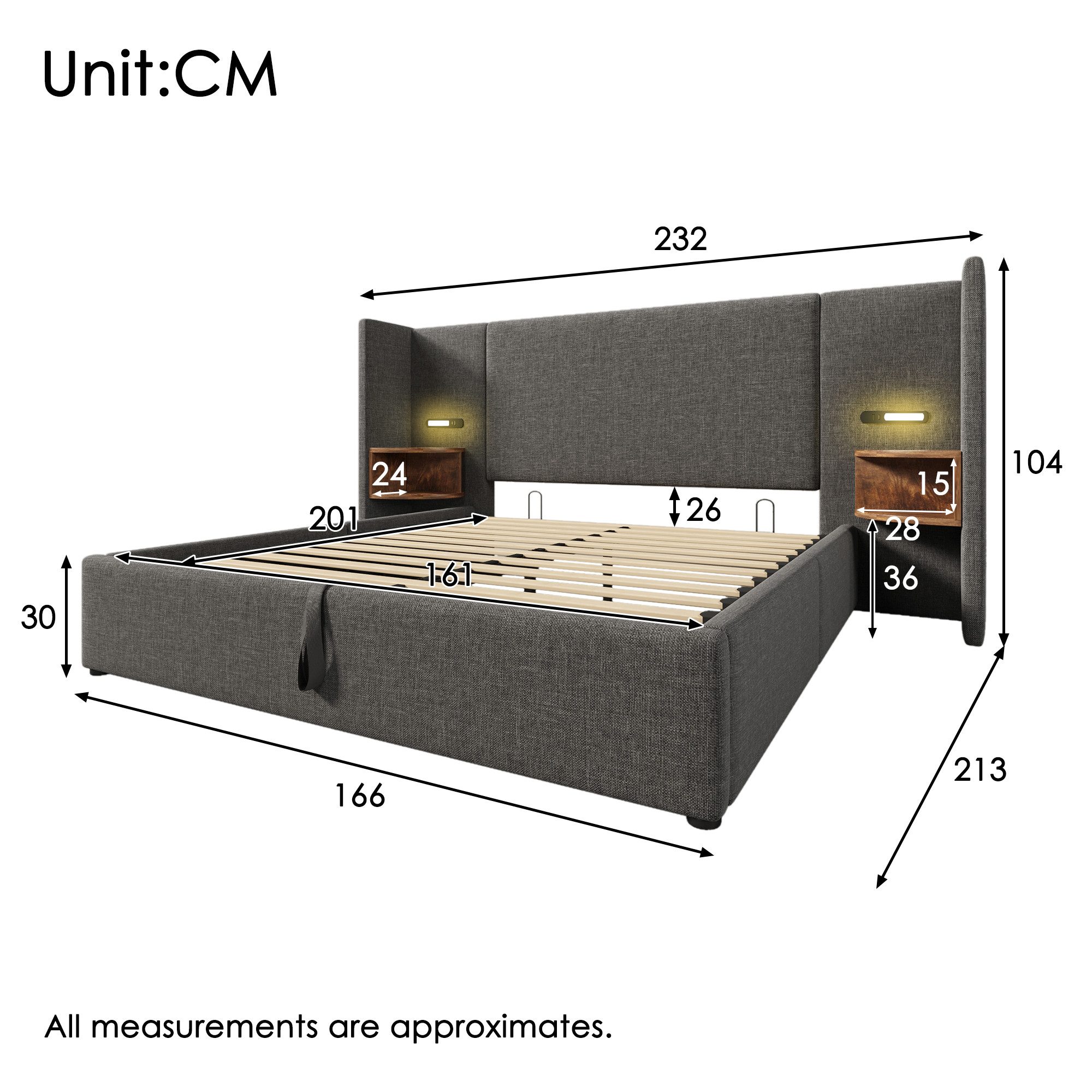 Ulife Polsterbett Doppelbett Stauraumbett Hydraulisches Funktionsbett günstig online kaufen