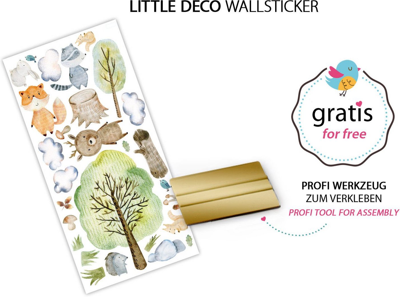little DECO Wandtattoo »Little Deco Wandtattoo Waldtiere mit Bäume Pilze und Gras«-kaufen
