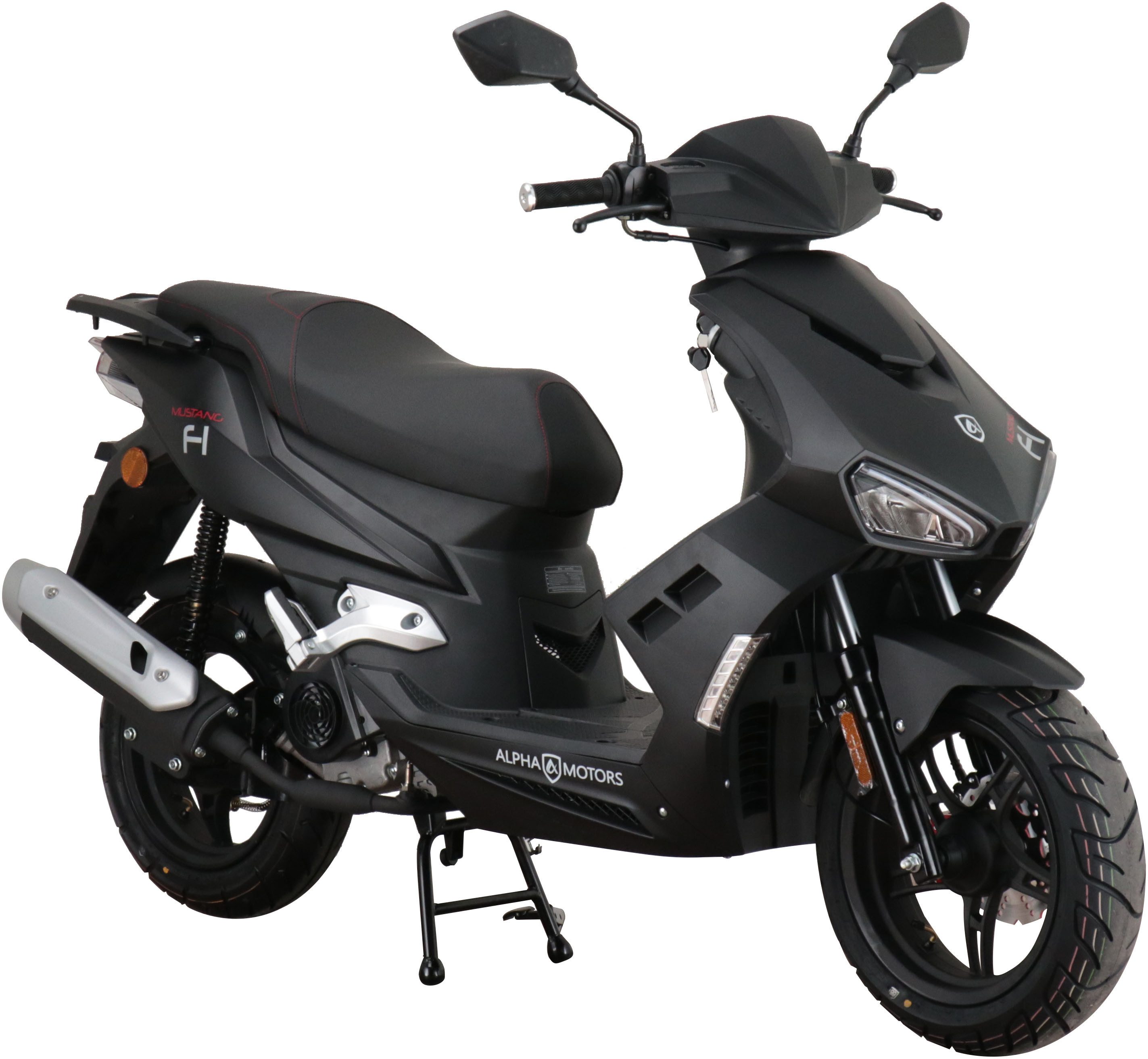 Alpha Motors Motorroller Mustang FI, 50 ccm, 25 km/h, Euro 5, mit USB-Anschluss und Lenkerschloss, sportliches Design