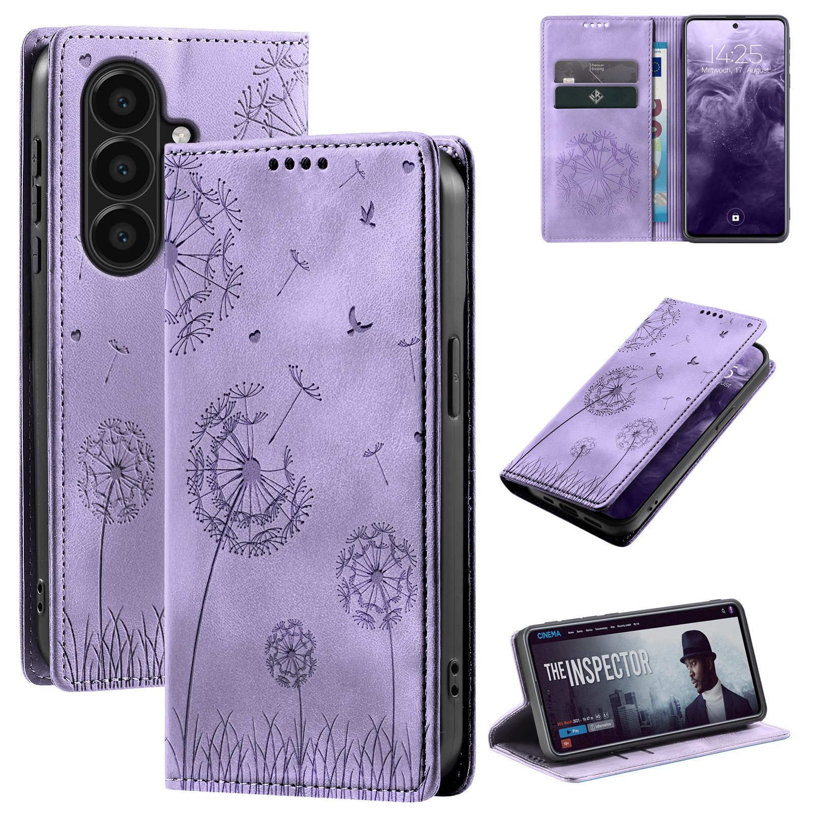 Tec-Expert Handyhülle Handy Hülle Klapphülle für Samsung Galaxy A37 5G, Blumen Pusteblume Case Cover mit Kartenfächern und RFID Schutz