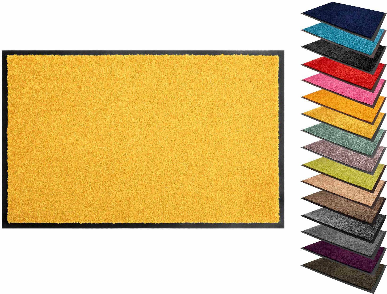 rechteckig, ocker waschbar PRO, Textil, mm, Höhe: CLEAN in 8 Fußmatte Primaflor-Ideen Uni-Farben, Schmutzfangmatte, UV-beständig, Schmutzfangmatte