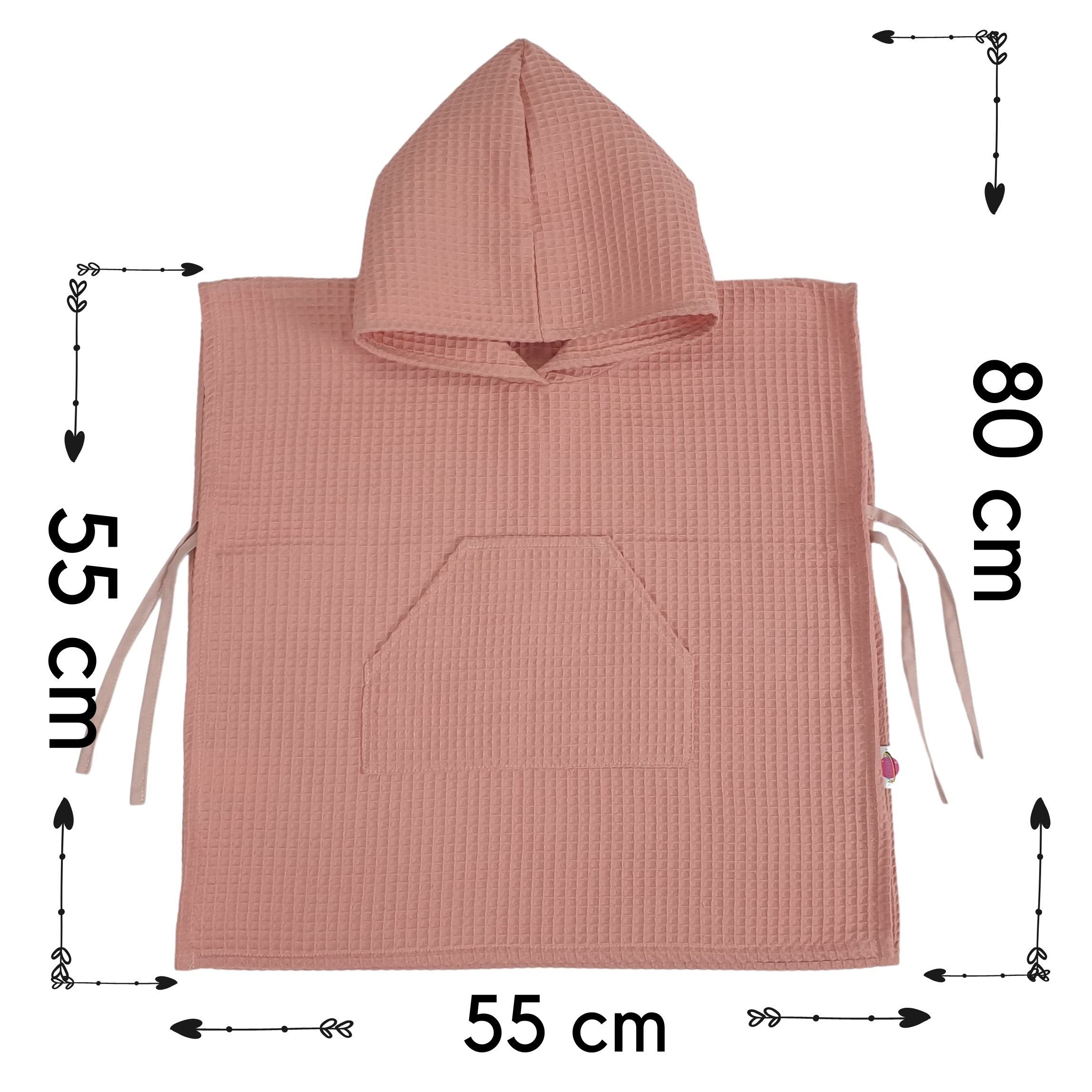 Poncho zum ver. Bänder Kapuzen 100% Babymajawelt Bade Zart, EU Besonders puderrosa 644 Badeponcho Farben, 0-1,5 Made Baumwolle, Kapuze, in -Waffel Jahren Baumwolle, Binden, Baby Kind Saugfähig,