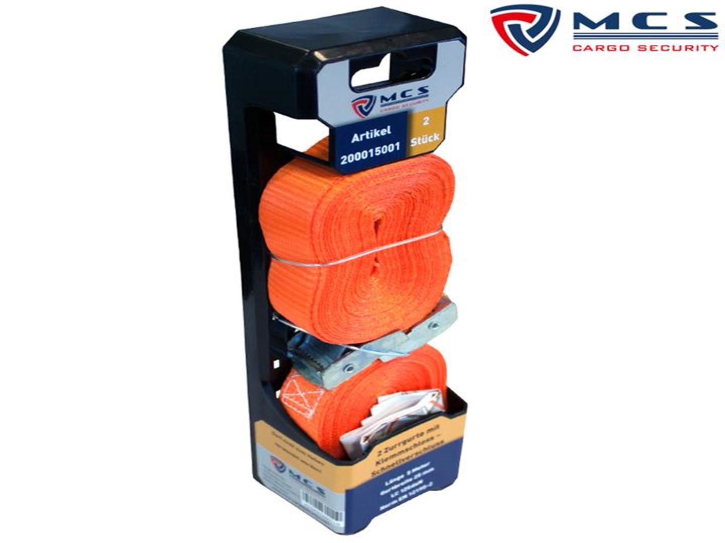 MCS CARGO SECURITY Zurrgurt Spanngurt 2er Set, 250kg, 5m, Zurrgurte für Ladensicherung (2-St)
