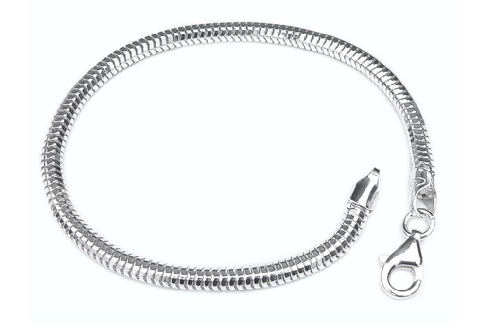 Silberkettenstore Silberarmband Schlangenkette Armband, achtkant 4mm - 925 Silber, Länge wählbar