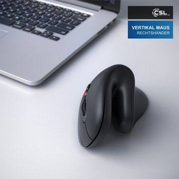 CSL ergonomische Maus (Bluetooth, Vertikal, optisch, kabellos, Armschonend, bis zu 2400 dpi)