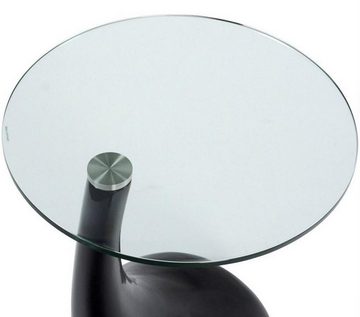 Casa Padrino Beistelltisch Beistelltisch Schwarz Ø 45 x H. 54 cm - Moderner Fiberglas Tisch mit runder Glasplatte - Designermöbel