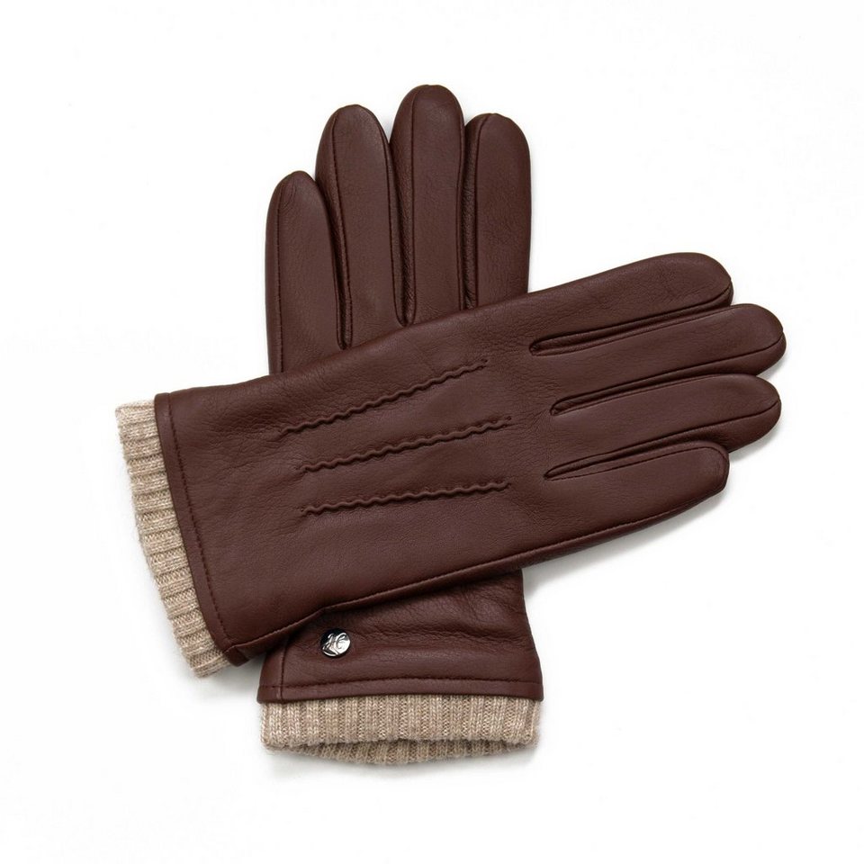 Hand Gewand by Weikert Lederhandschuhe HARRY - Hochwertige Hirschleder  Handschuhe mit Kaschmir Fütterung
