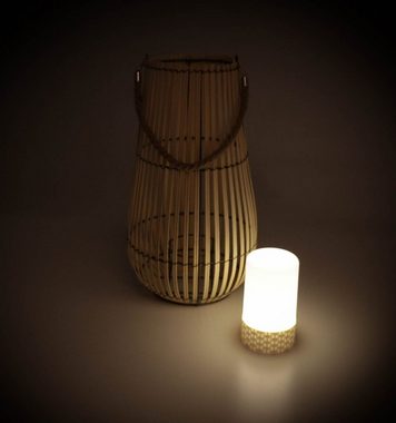 Bubble-Store Kerzenlaterne Laterne (mit LED Stumpenkerze,1 LED warmweiß leuchtend), Bambus-Laterne
