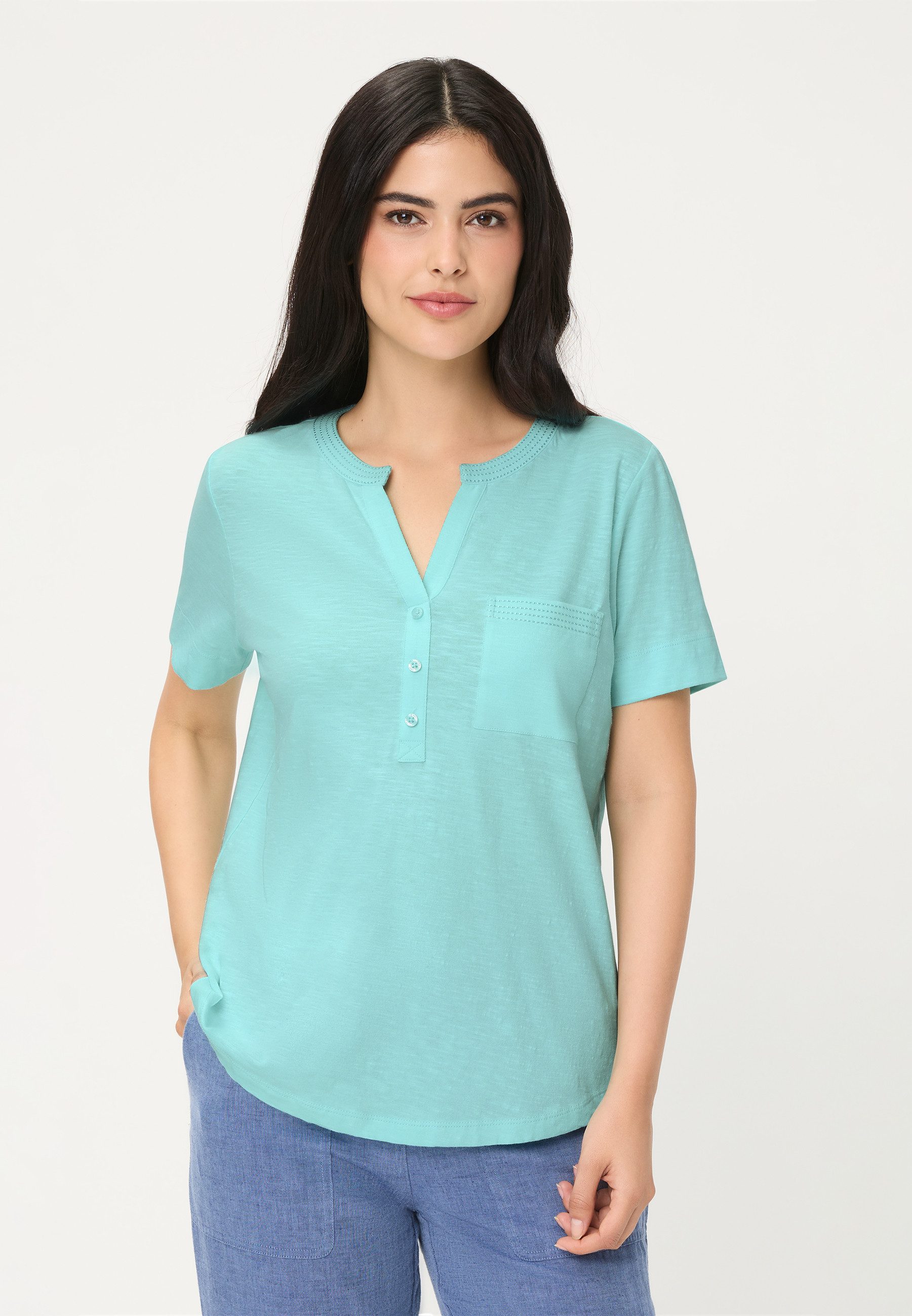 Olsen T-Shirt mit Rundhalsausschnitt und Zierleiste