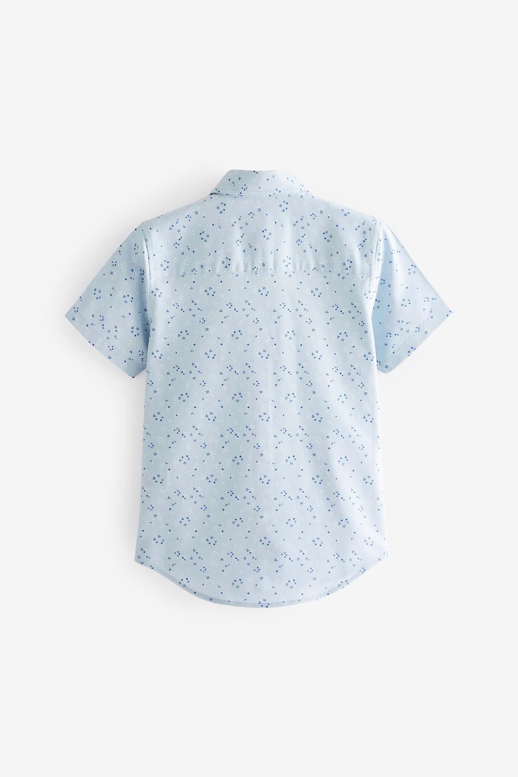 Next Blue (1-tlg) Oxford-Hemd Kurzarmhemd Print mit