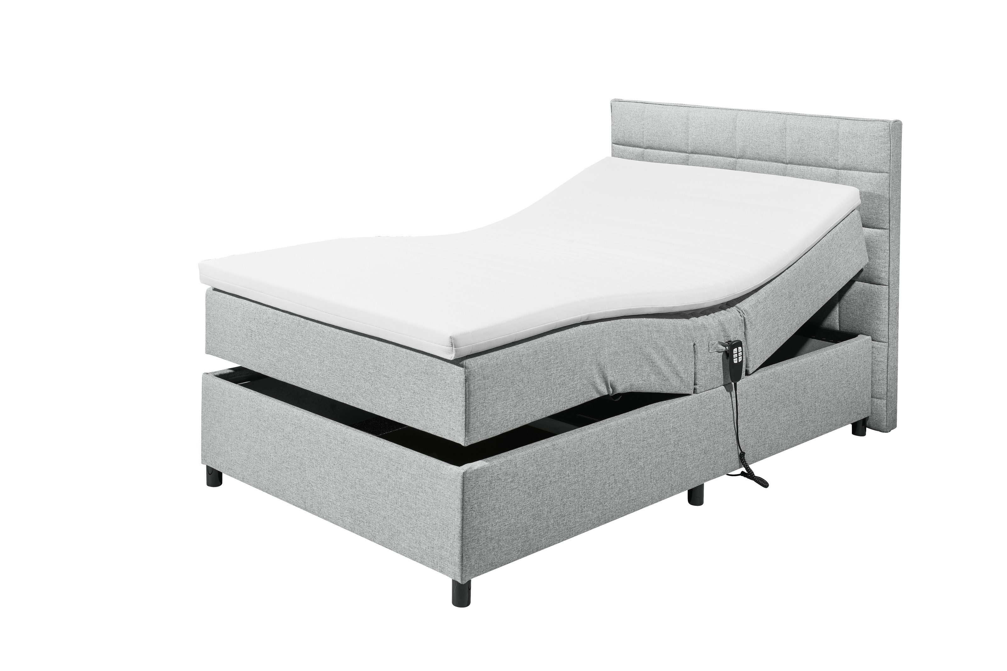 freiraum Boxbett Mariborsko, Liegefläche 120x200 cm, Motor, Bezug silver - 131x112x210cm (BxHxT)