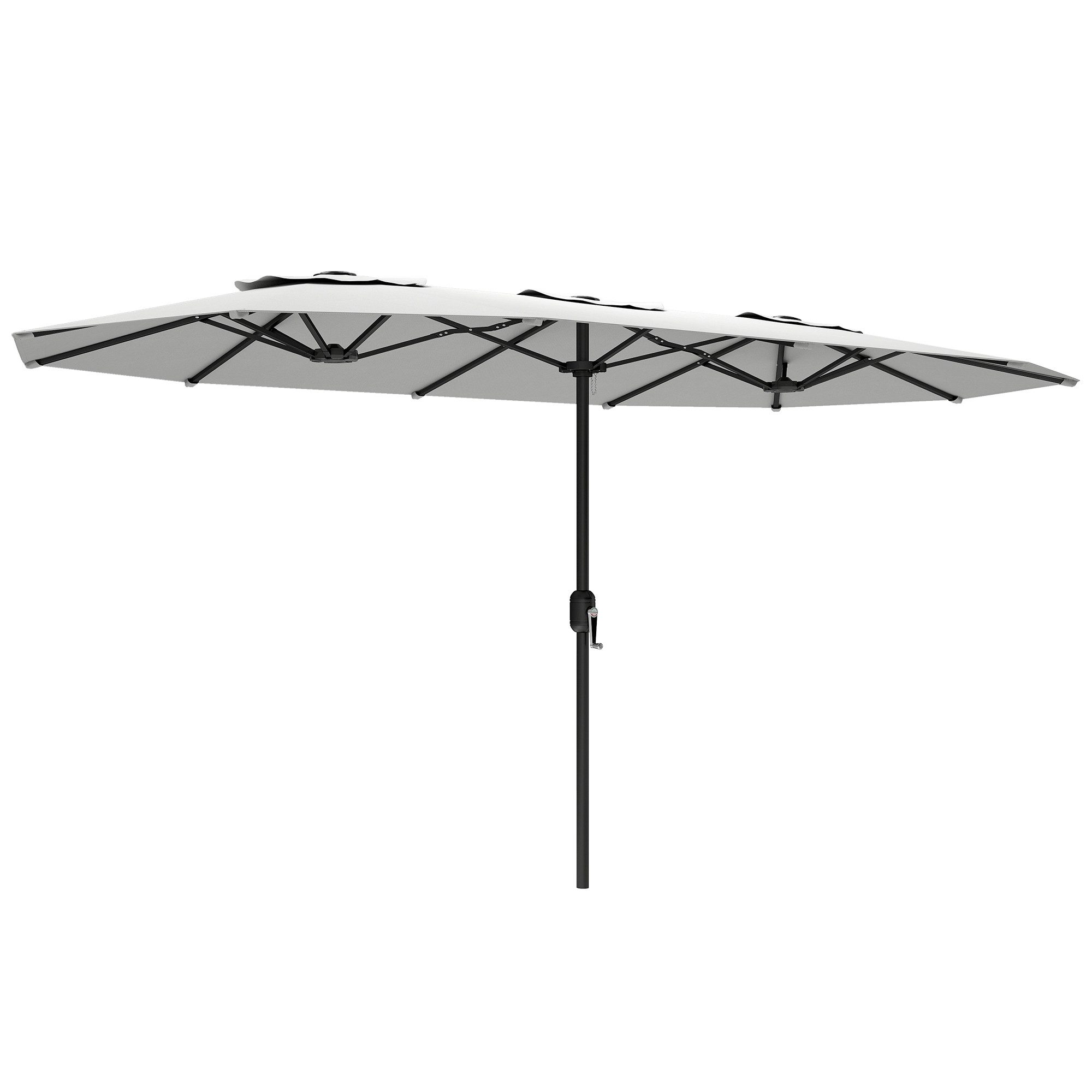 kowdom Sonnenschirm XXL 4,6x2,66m rechteckig UV50+ mit Kurbel & Schutzhülle, Weiß, LxB: 459x266 cm, UV50+, wasserdicht, Kurbelsystem, pulverbeschichtet