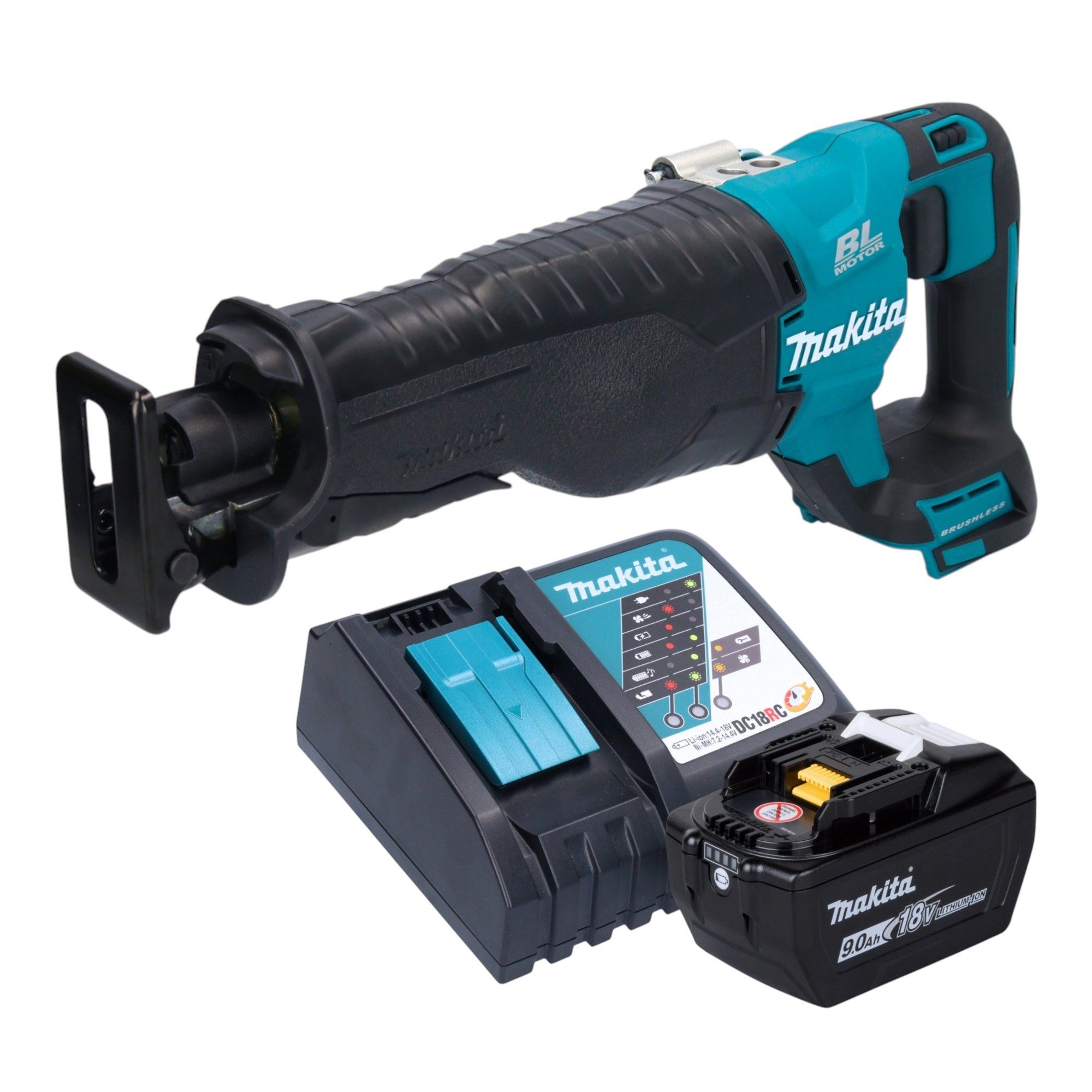 Makita Akku-Reciprosäge DJR 187 Z Säbelsäge 18 V Brushless + 1x Akku 9,0 Ah + Ladegerät