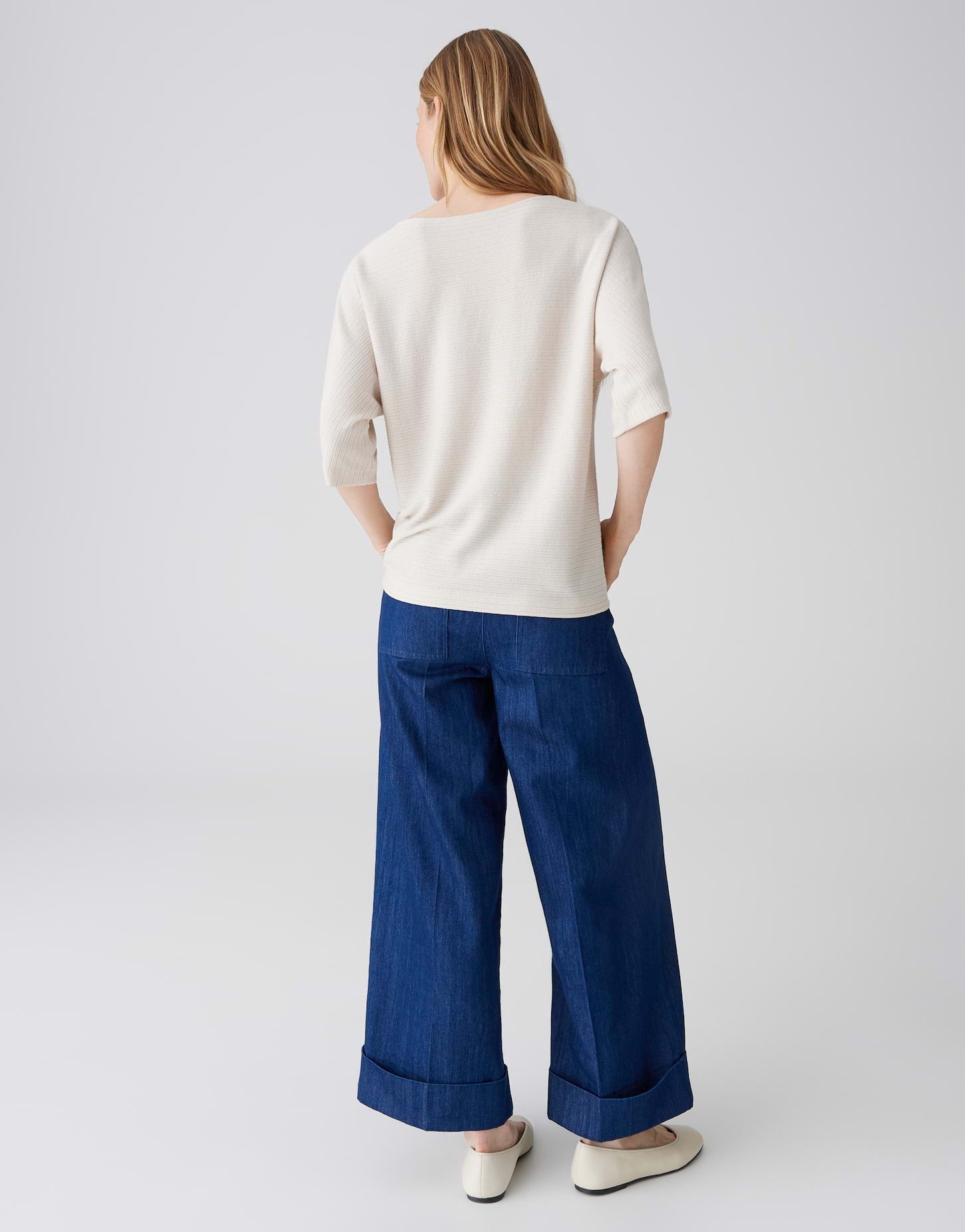 OPUS Kurzarmshirt Jerseyshirt mit dezenter Rippstruktur Lockerer Schnitt, weicher Fall, Pull-on