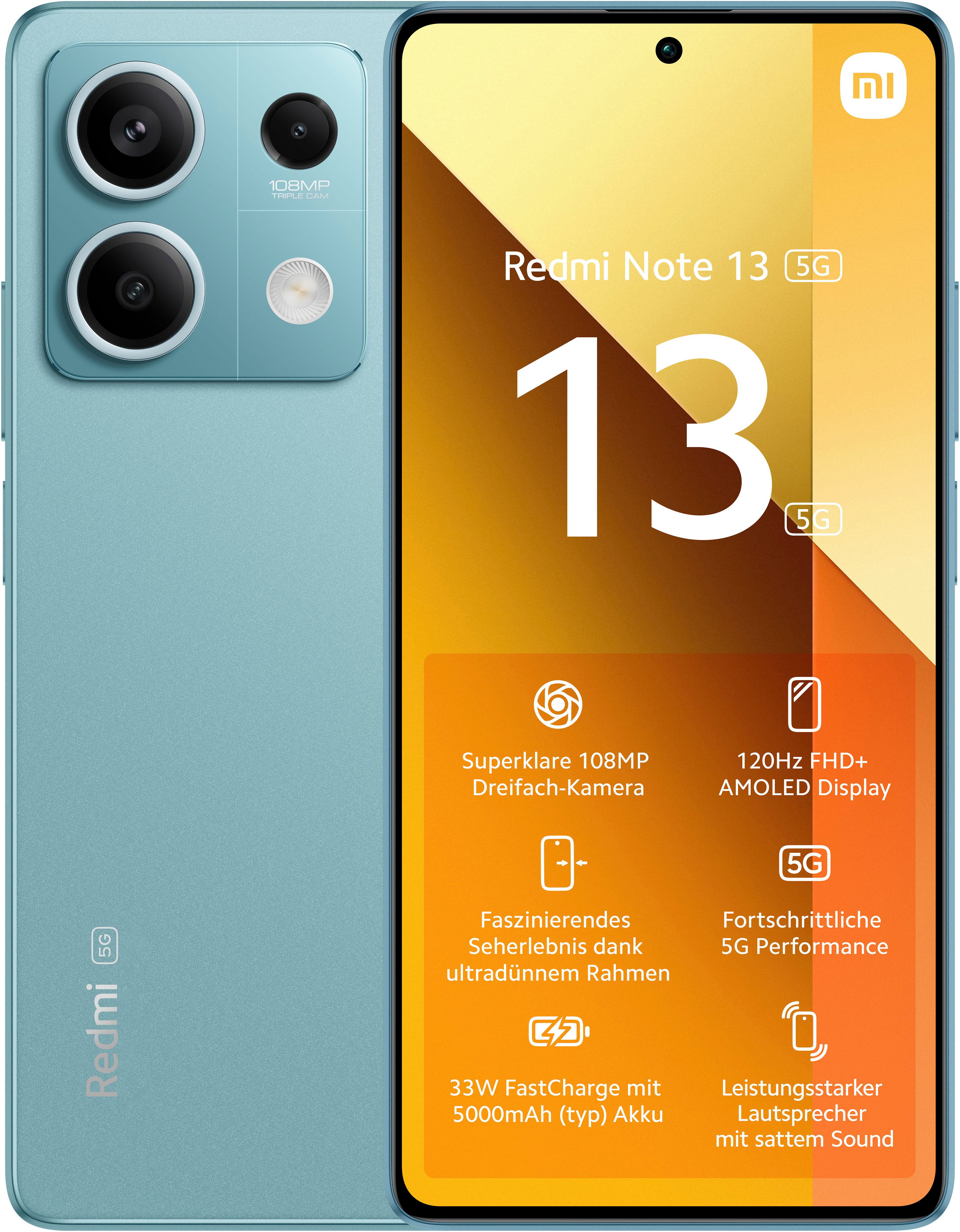 Xiaomi Redmi Note 13 8+256GB Smartphone (16,94 cm/6,67 Zoll, 256 GB Speicherplatz, 108 MP Kamera)