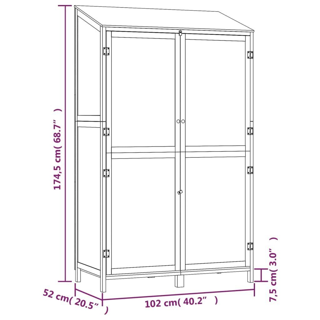 vidaXL Gartenhaus Geräteschuppen Braun 102x52x174,5 cm Massivholz Tanne