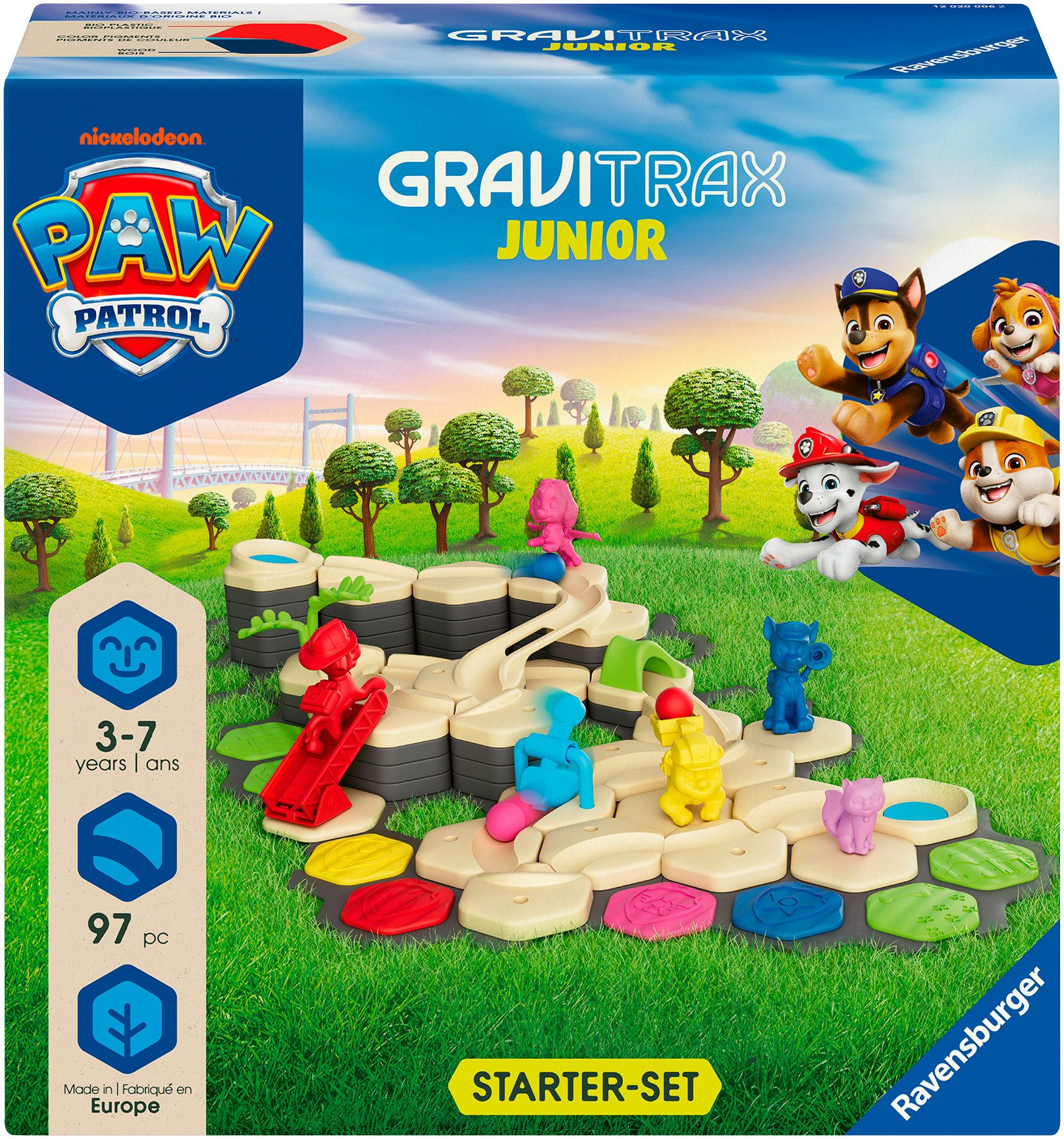 Ravensburger Kugelbahn-Bausatz GraviTrax Junior Paw Patrol - Starter-Set L, Made in Europe