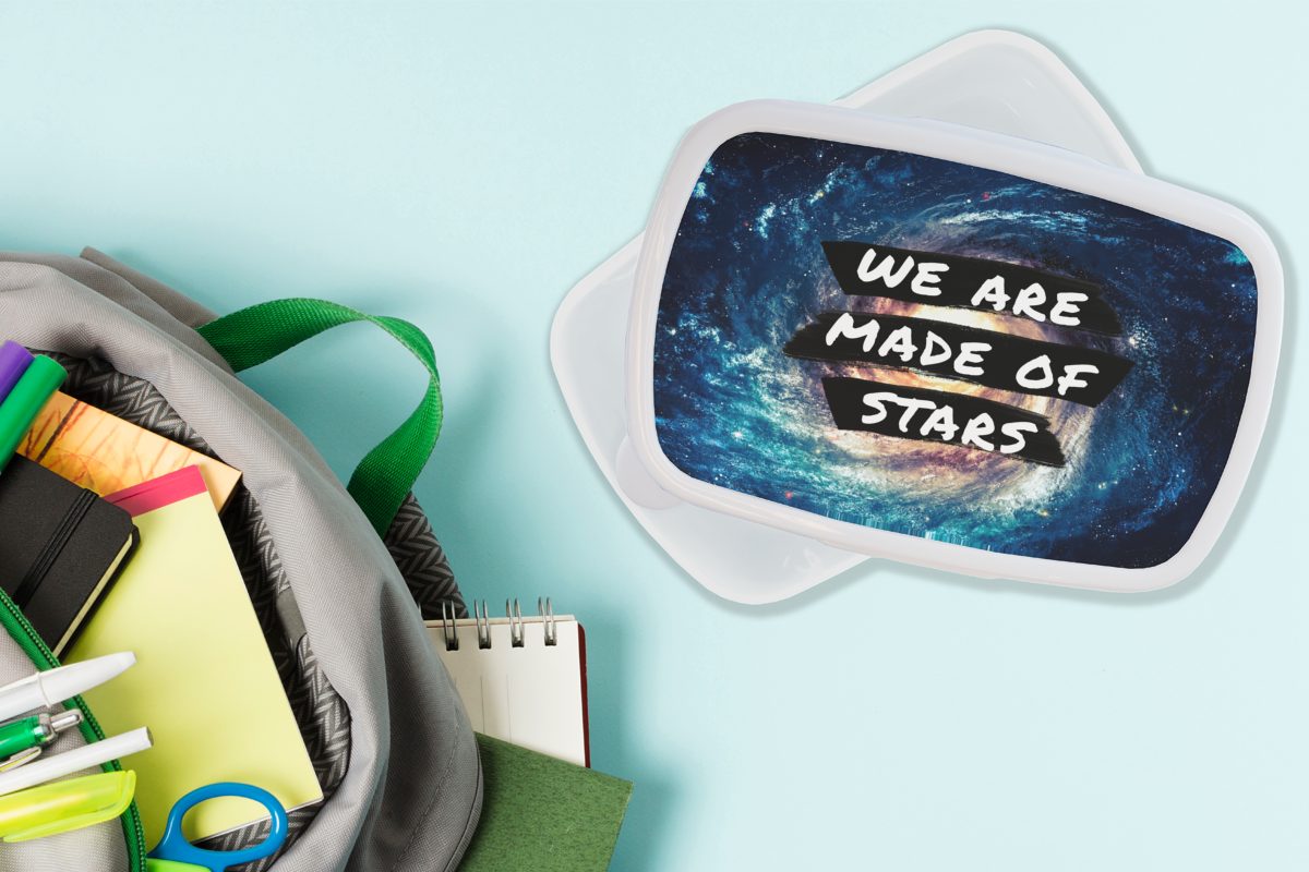 Lunchbox - Kunststoff, gemacht' Sprichwörter aus Sternen (2-tlg), - MuchoWow für Sterne Zitate 'Wir Jungs weiß Brotdose, sind Brotbox -, Kinder Erwachsene, und für Mädchen und -