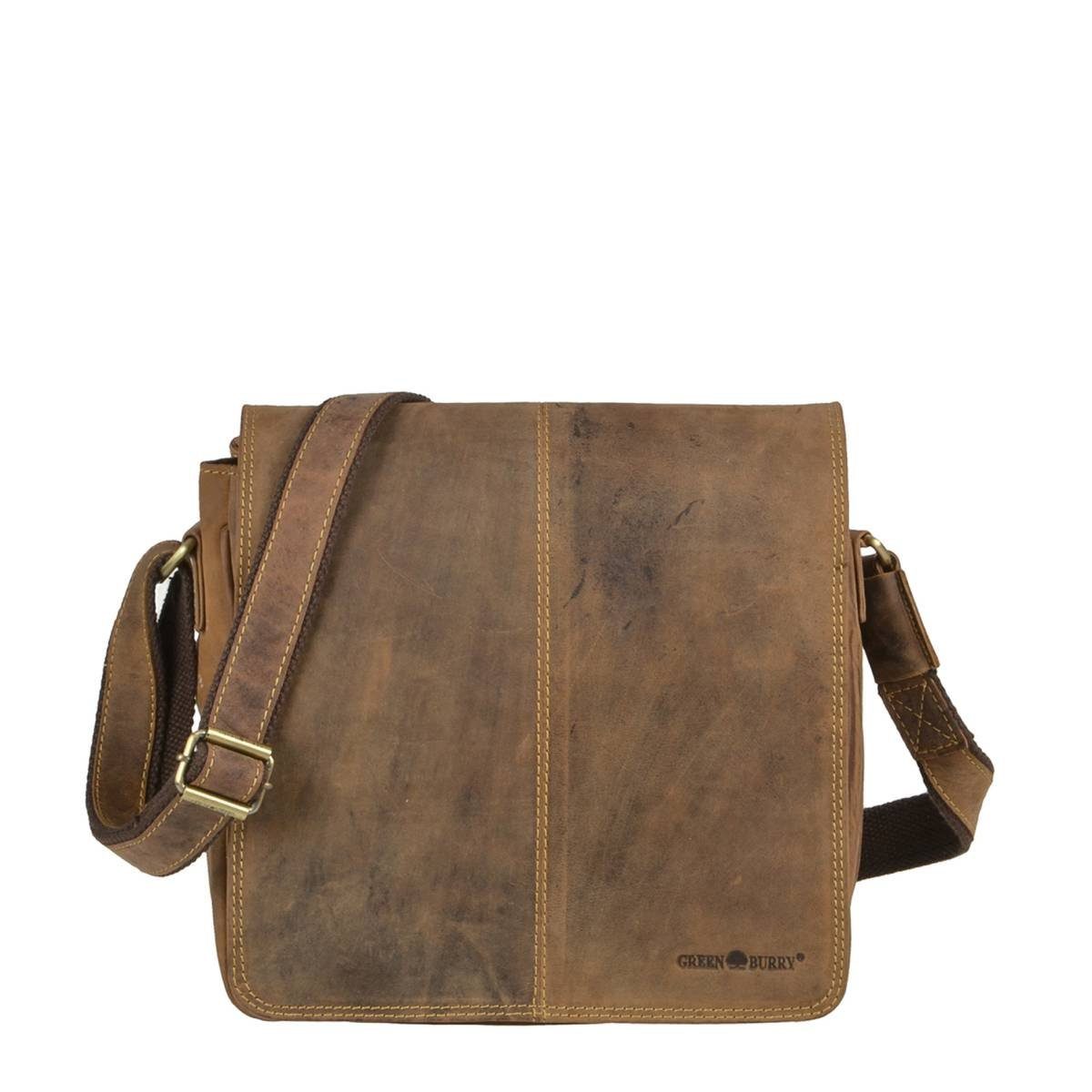 Greenburry Umhängetasche Vintage, used Look, Schultertasche 28x27cm, Messengerbag, antikbraun