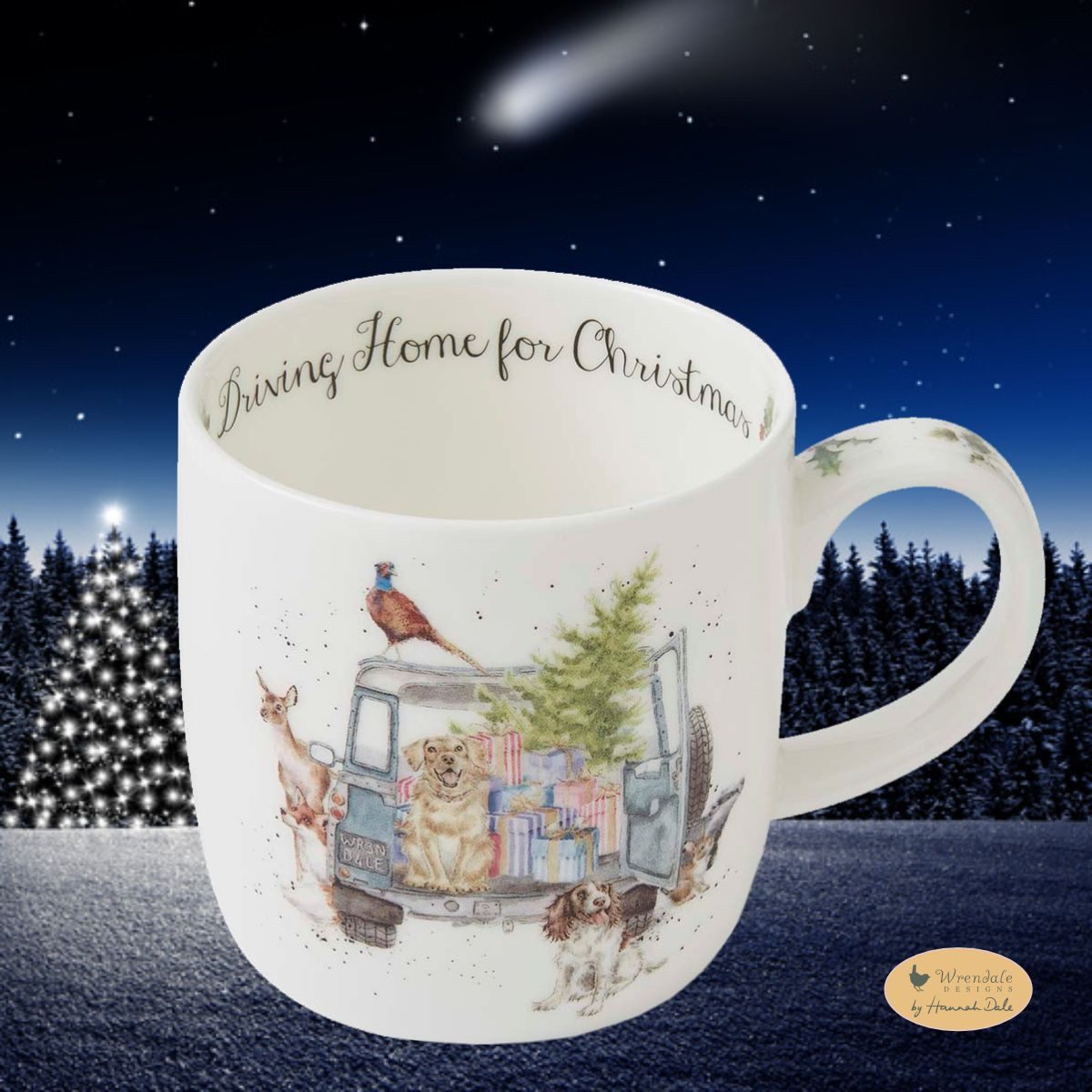 Wrendale Becher Wrendale Designs Porzellan-Becher Driving Home for Christmas, Porzellan