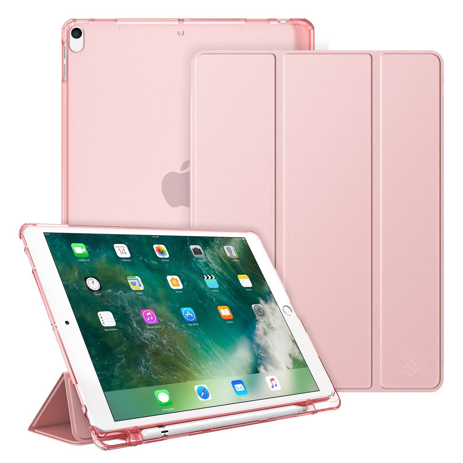 Fintie Tablet-Hülle mit Pencil Halter für iPad Air 10.5" 2019 (3. Gen)/iPad Pro 10.5" 2017, Ultradünn Hülle mit transparenter Rückseite Abdeckung, Auto Sleep/Wake