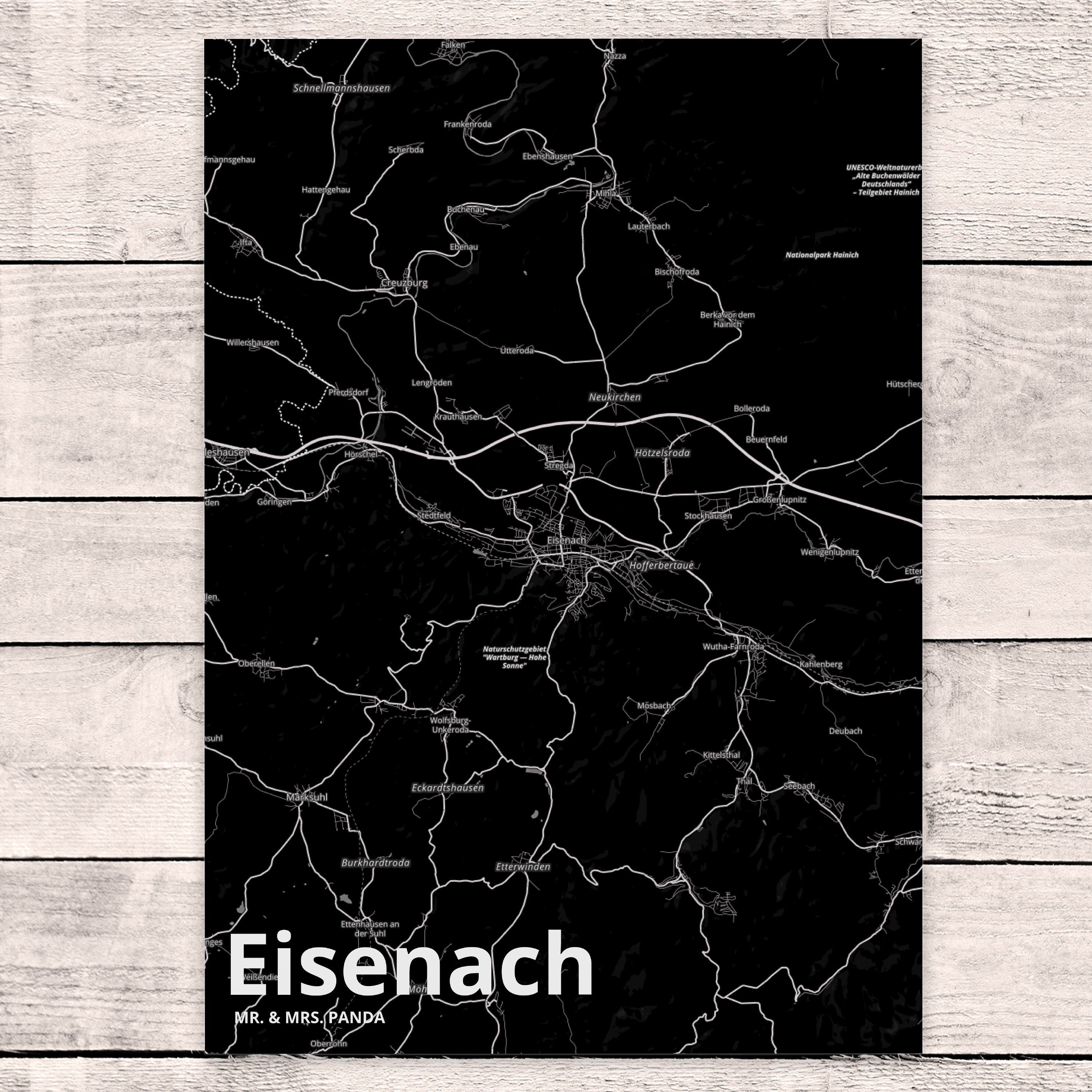 Mr. & Mrs. Panda Postkarte Städte, Geschenkkarte, Dorf, Einladun Geschenk, - Eisenach Grußkarte