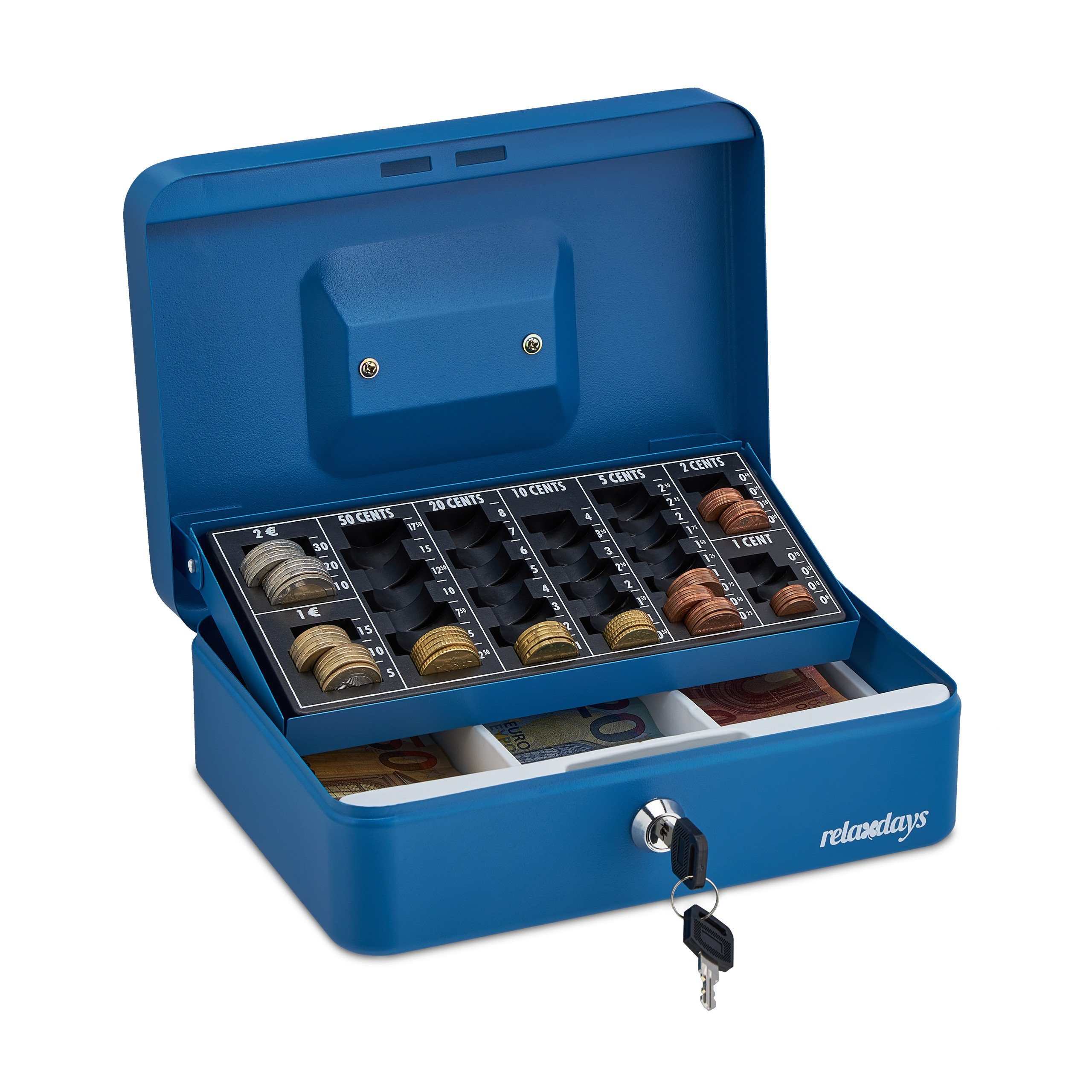 Geldkassette Blaue Geldkassette Euro Münzzählbrett