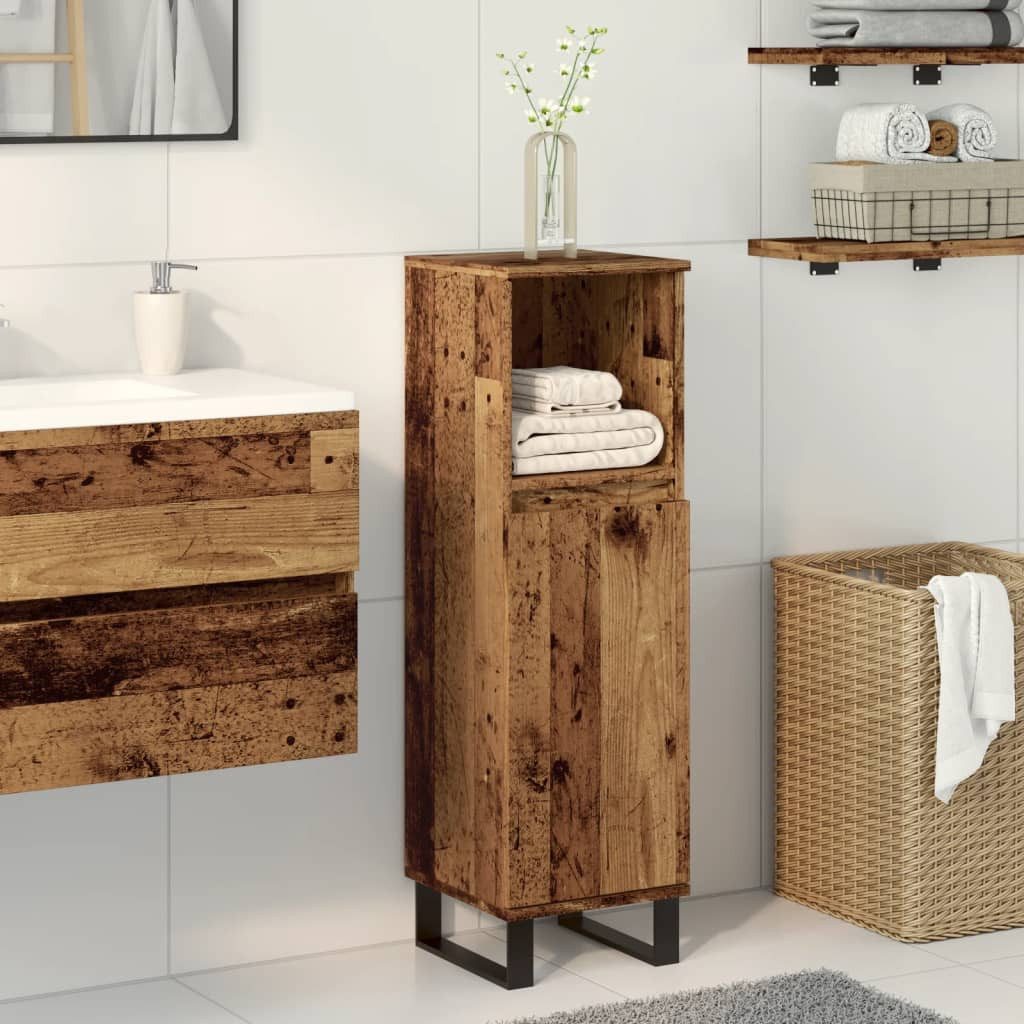 vidaXL Badezimmerspiegelschrank Badschrank Altholz-Optik 30x30x100 cm Holzwerkstoff (1-St) – Bild 3 von 5