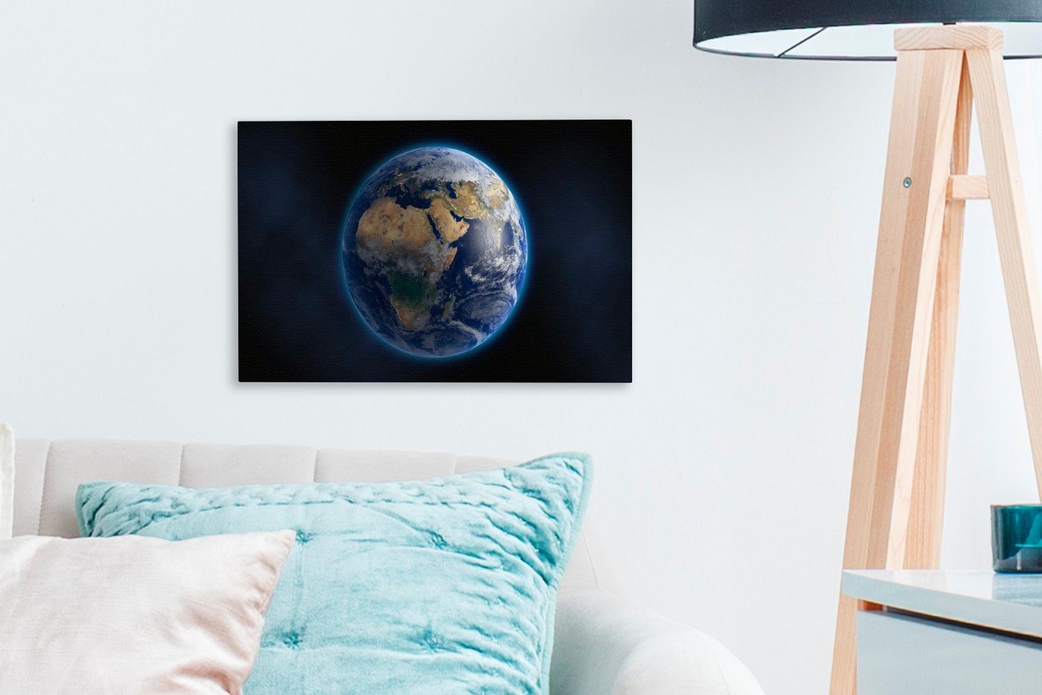 OneMillionCanvasses® Leinwandbild Erde Weltraum Leinwandbilder, - Wandbild cm (1 Aufhängefertig, 30x20 Wanddeko, Planet, St), 