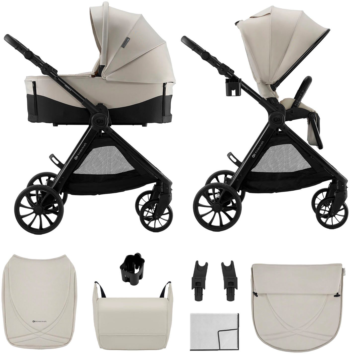 Kinderkraft Kombi-Kinderwagen VESTO 2 - 2in1, (Set, 10-tlg)