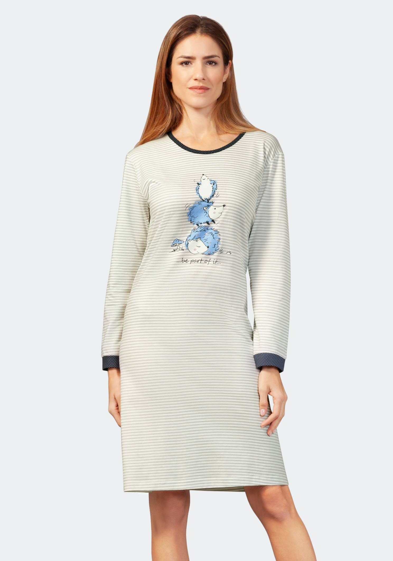 Hajo Nachthemd Nachthemd mit Bündchen, 100 cm, Premium Cotton