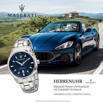 MASERATI Quarzuhr Maserati Herrenuhr SUCCESSO, Herrenuhr rund, groß (ca. 52x44mm) Edelstahlarmband, Made-In Italy