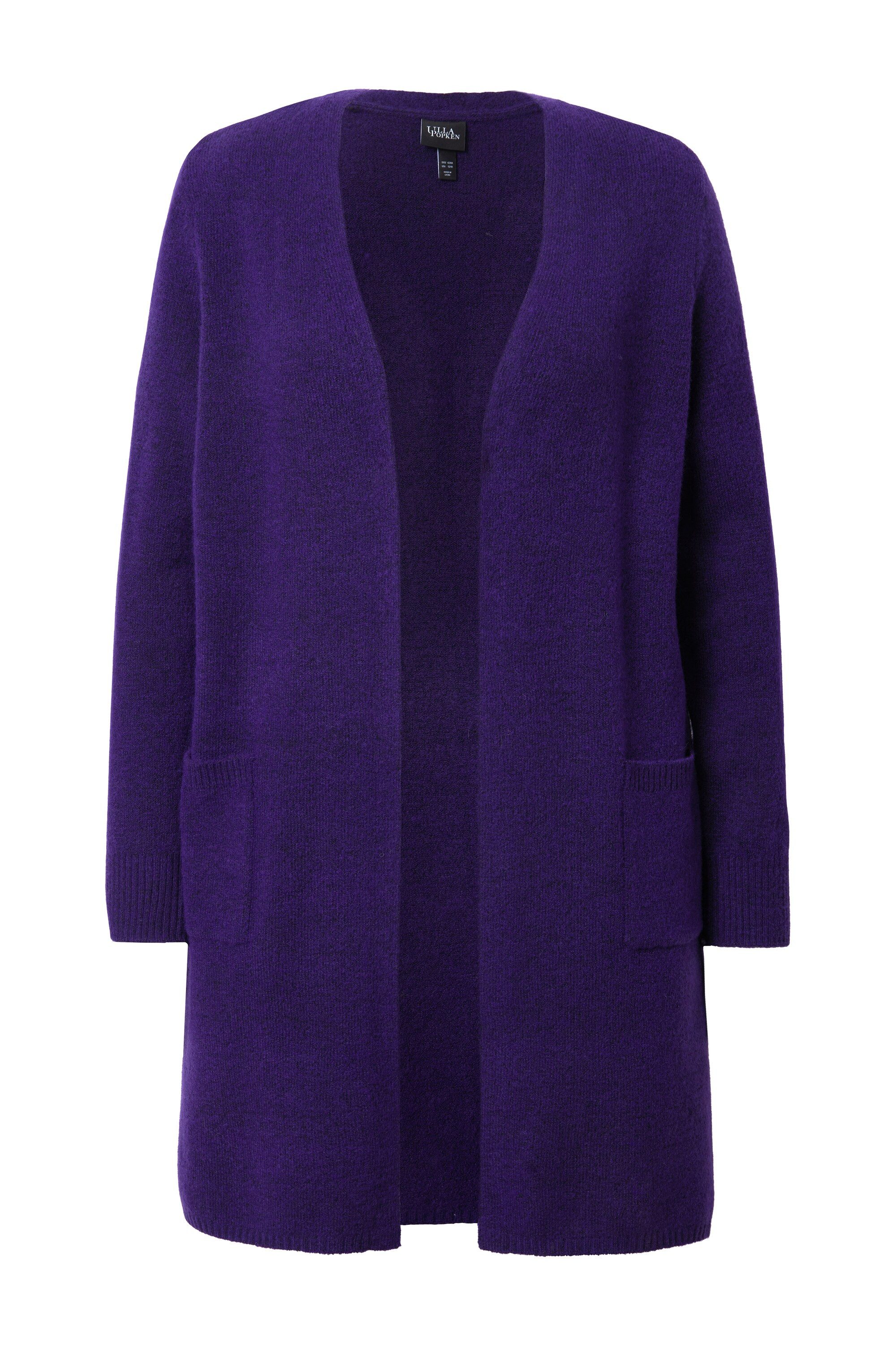 Ulla Popken Strickjacke Long-Strickjacke offene Form V-Ausschnitt günstig online kaufen