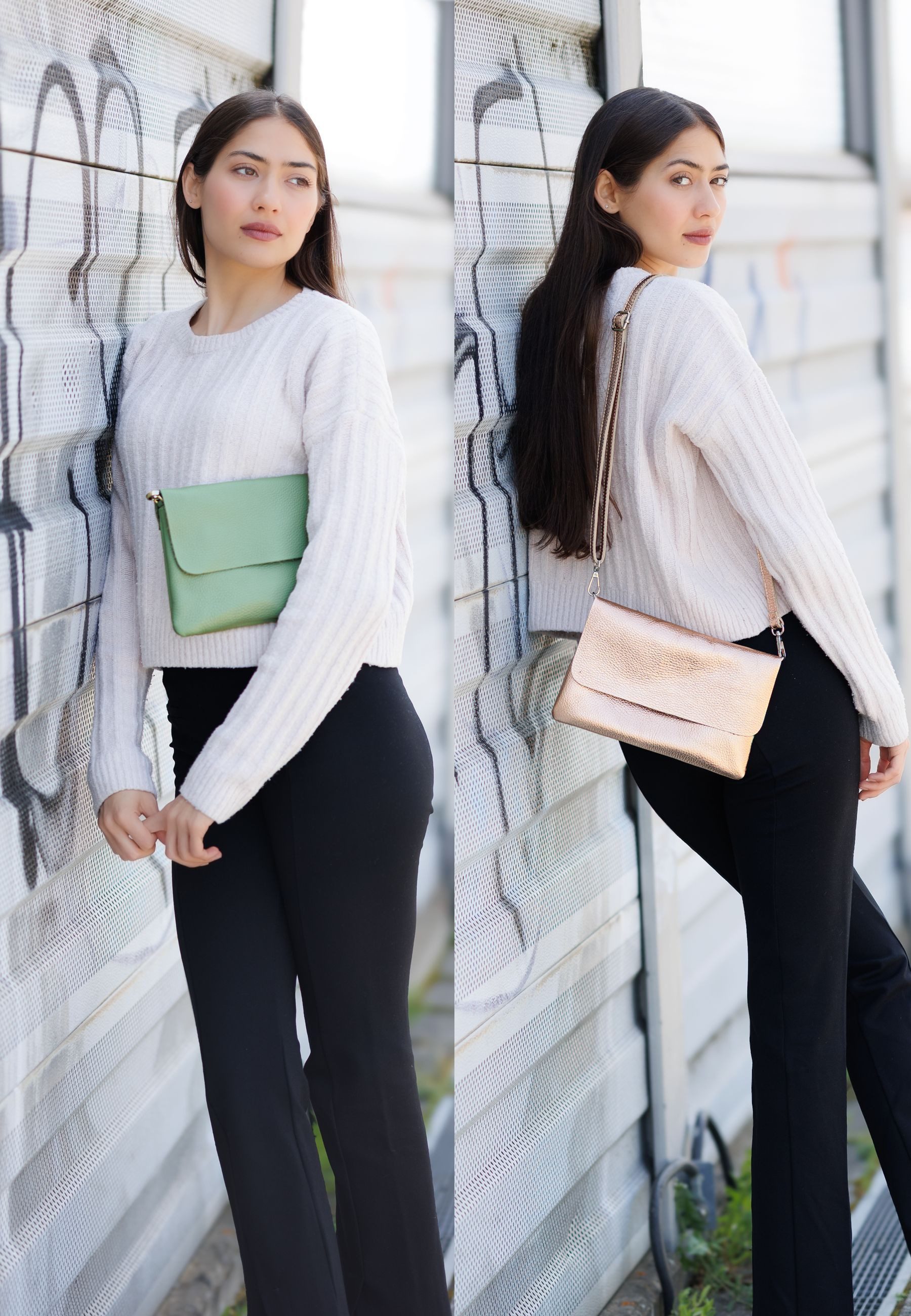 Caspar Clutch Abendtasche Damen Leder Handtasche - CLASSIC LINE - Modell No.835, leicht, elegant & unempfindlich - 100% Echtleder - Handmade in Italy – Bild 4 von 5