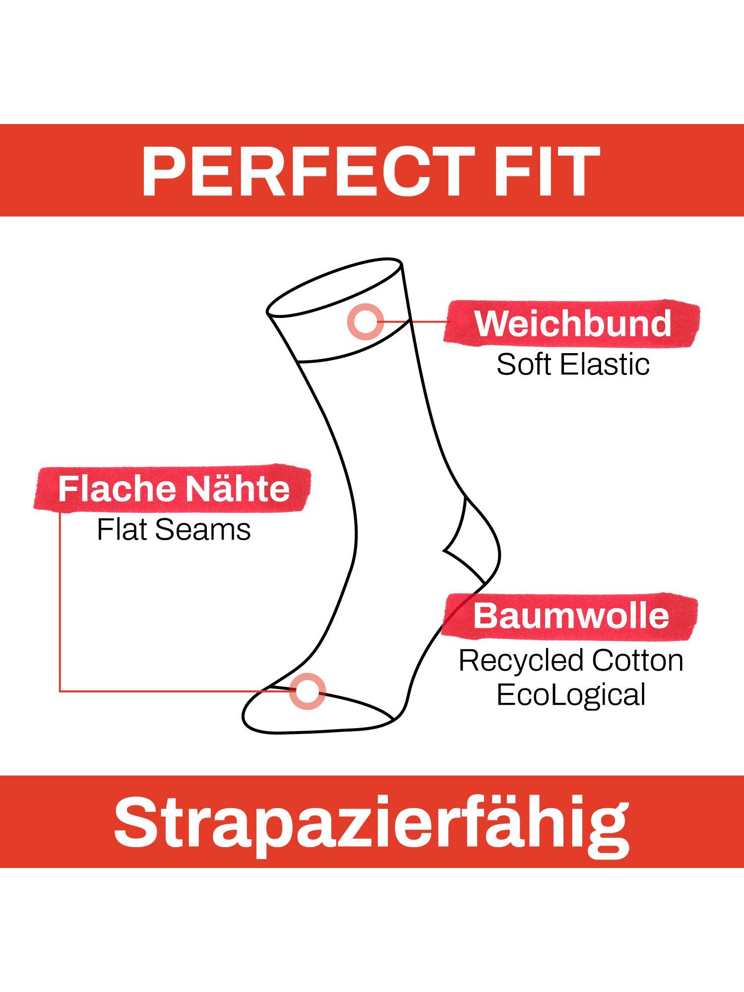 socken strumpf strümpfe Socke Karo Chili Lifestyle Freizeitsocken (10-Paar)