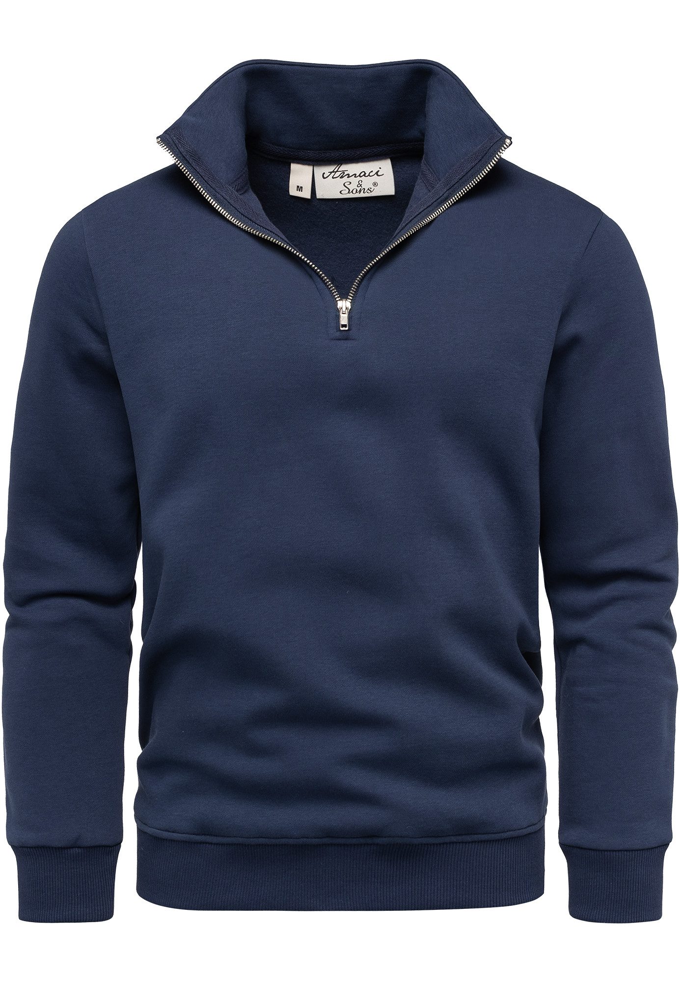 Amaci&Sons Sweatshirt LANDON Troyer Troyer Herren Pullover Zipper Sweatjacke Sweatshirt Sweatjacke