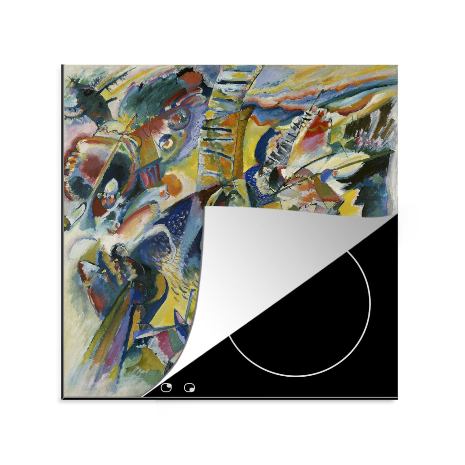 MuchoWow Herdblende-/Abdeckplatte Improvisation Klamm - Kandinsky, Vinyl, (1 tlg), 78x78 cm, Ceranfeldabdeckung, Arbeitsplatte für küche