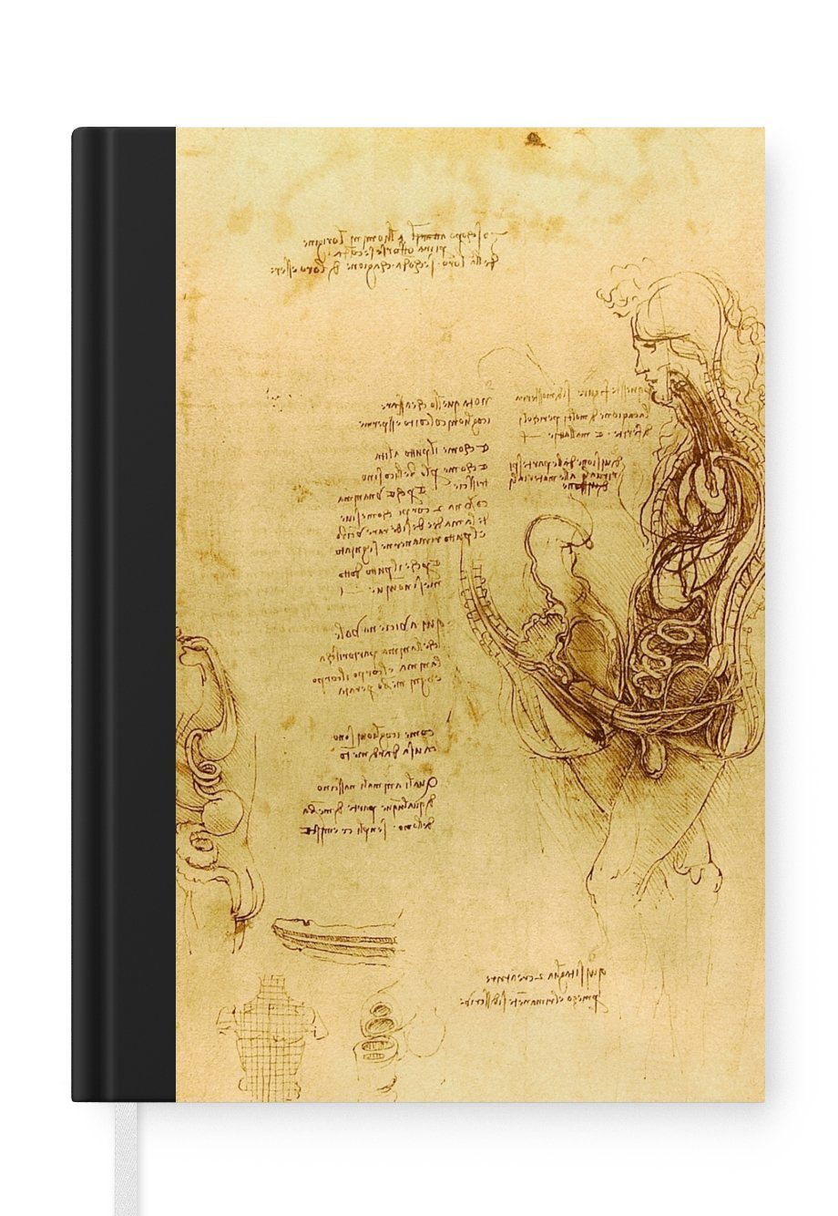 98 Vinci, Leonardo Tagebuch, Merkzettel, MuchoWow Seiten, Fortpflanzung - Notizbuch Die da menschliche Notizheft, Haushaltsbuch Journal, A5,